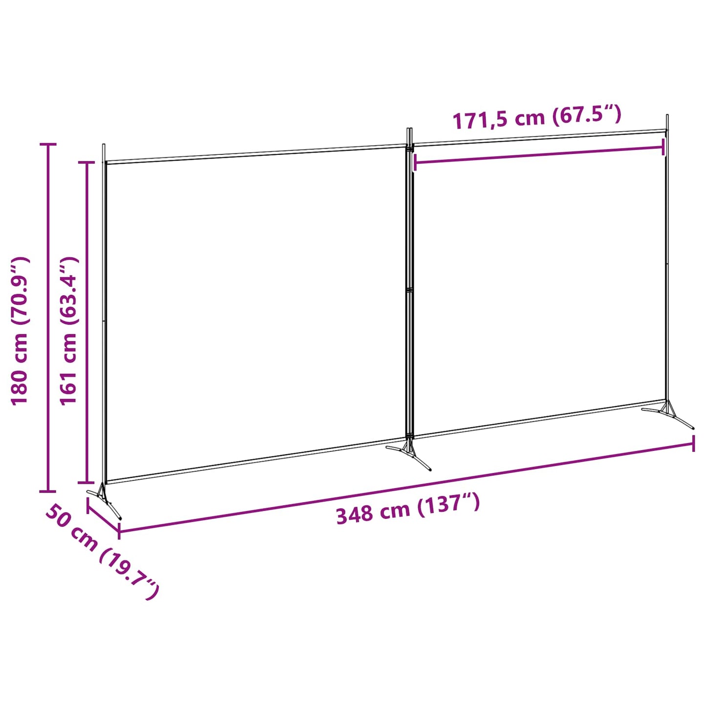 vidaXL Δίαυλος Δωματίου 2 Πάνελ Μπεζ 348 x 180 cm Ύφασμα