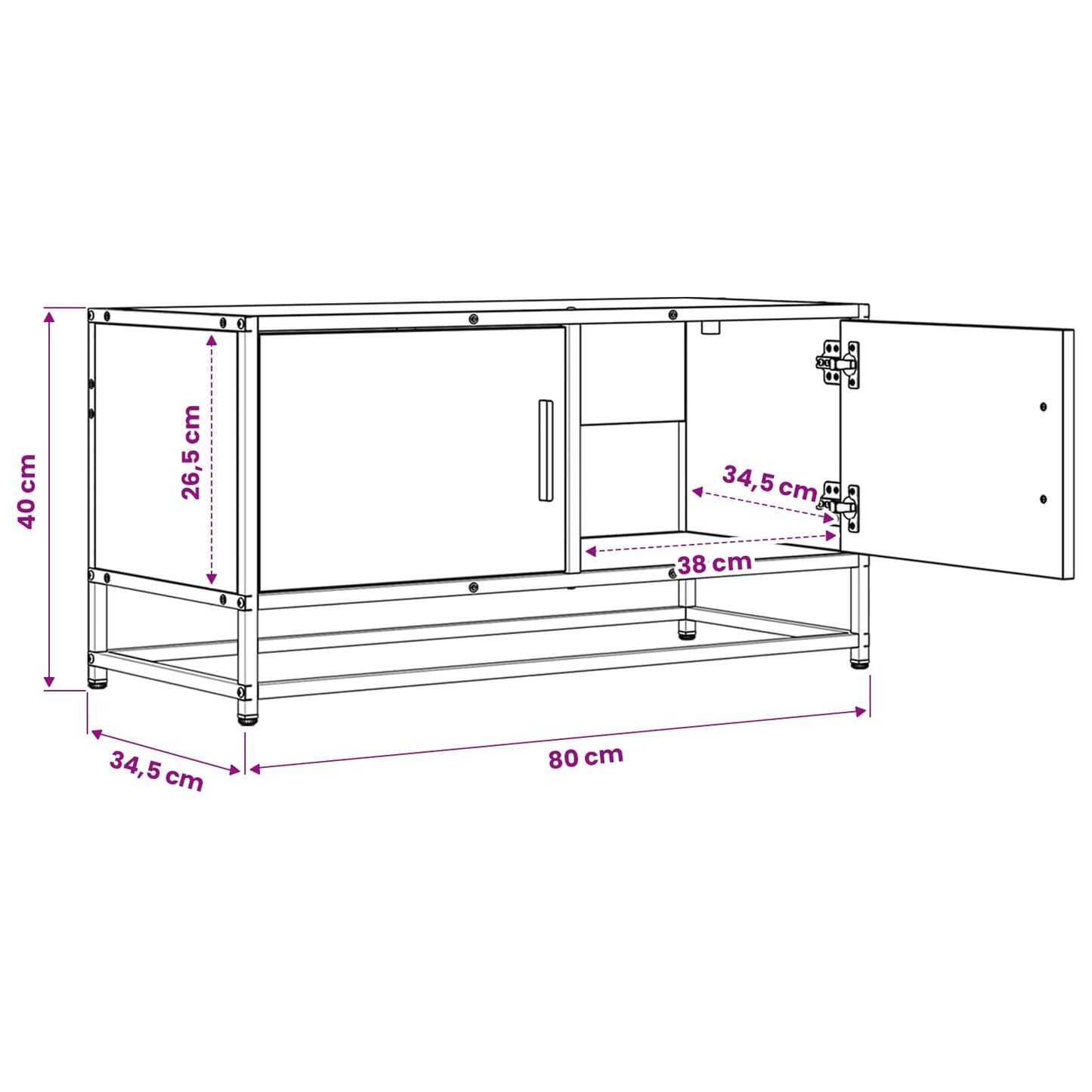 vidaXL Ντουλάπι TV 80 x 34,5 x 40 εκ Μαύρη Δρυς Επεξεργασμένο Ξύλο