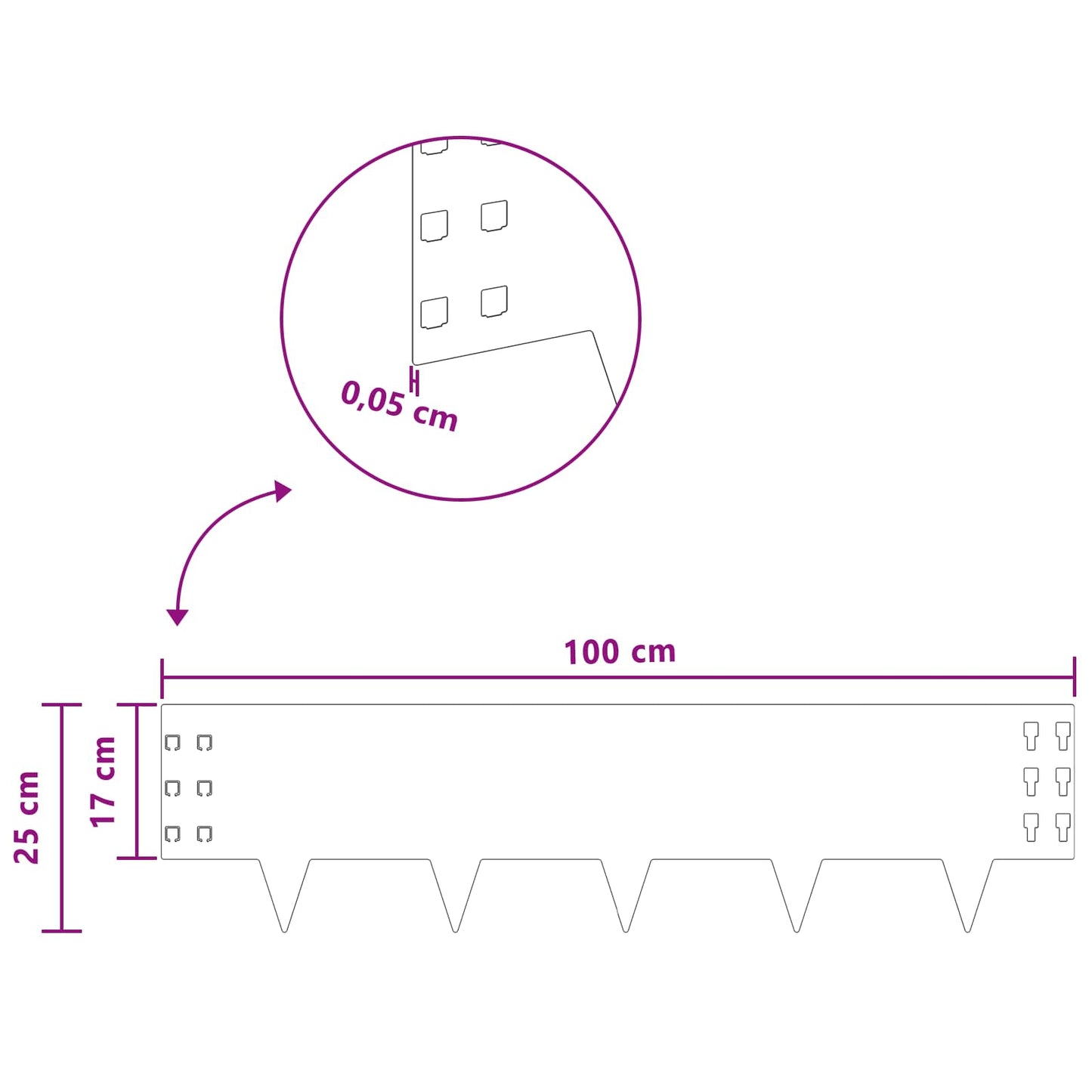 vidaXL Περίγραμμα γκαζόν 10 τμχ. 100 x 25 cm Ατσάλι Ανθρακί