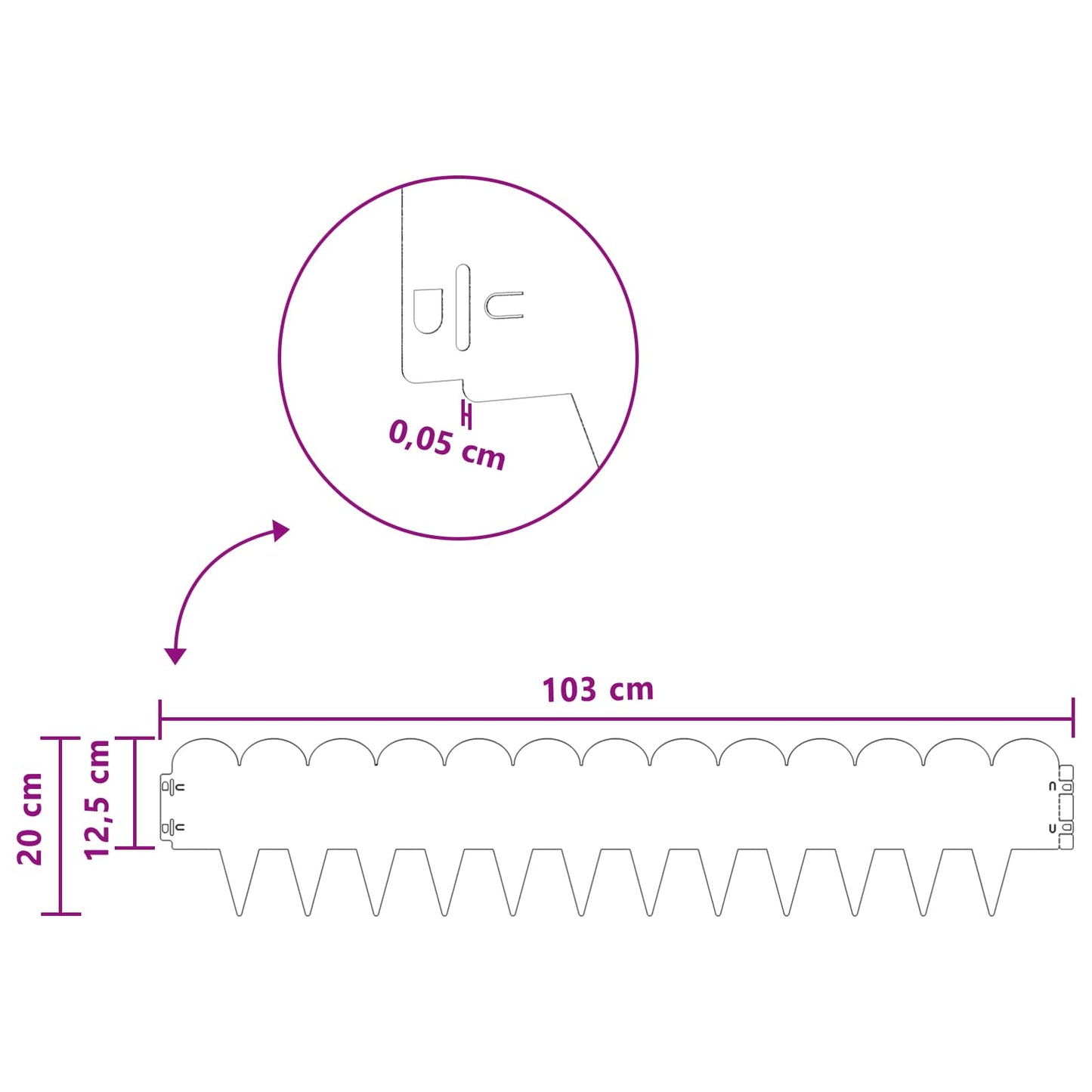 vidaXL Περίγραμμα γκαζόν 30 τμχ. 103 x 20 εκ Ατσάλι Λαδί
