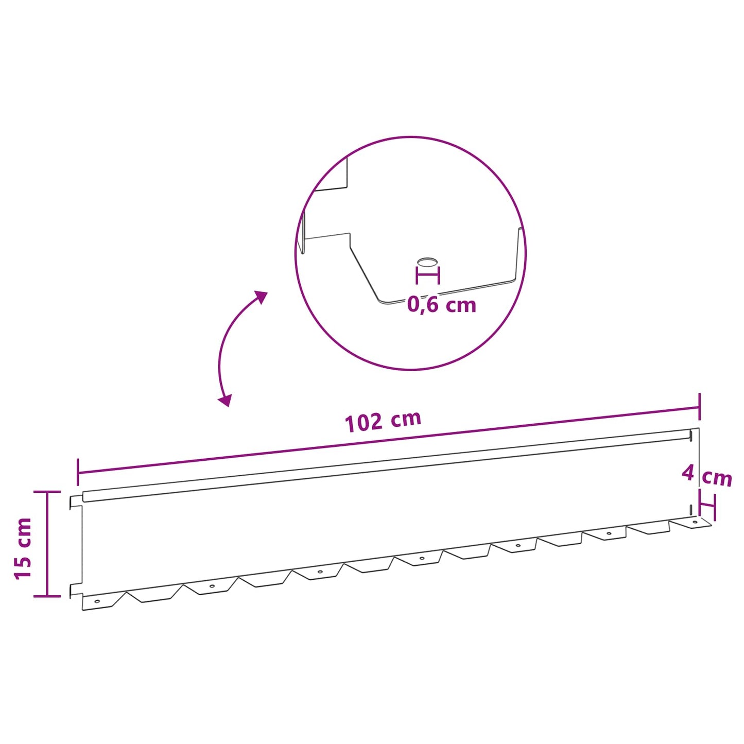 vidaXL Περίγραμμα γκαζόν 20 τμχ. 102 x 15 x 4 εκ. Ατσάλι Λαδί