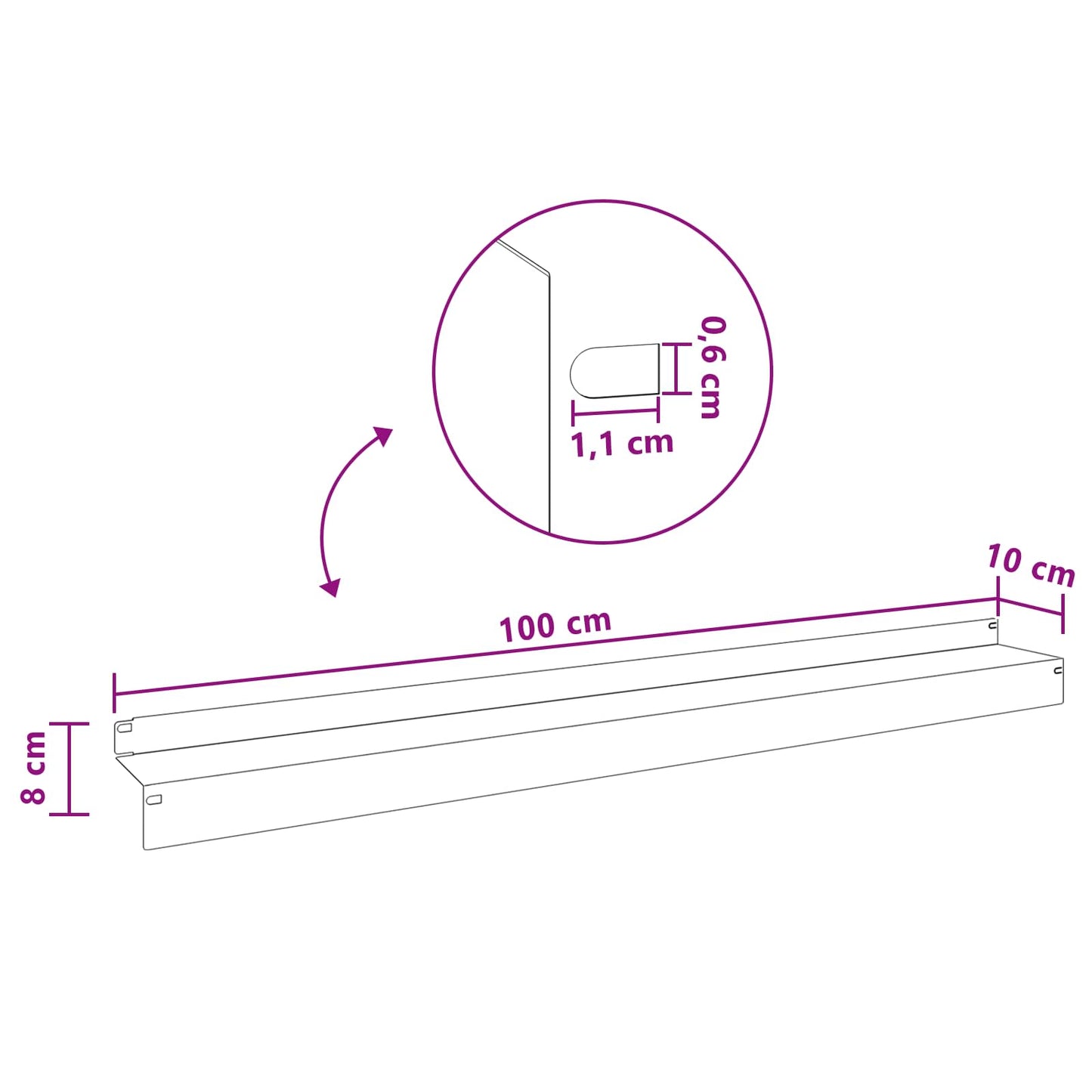 vidaXL Περίγραμμα γκαζόν 10 τμχ. 100 x 10 x 8 εκ Ατσάλι Ασημί