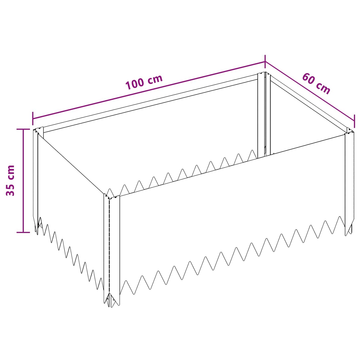 vidaXL Περίγραμμα γκαζόν 4 τμχ. 100 x 60 x 35 cm Ατσάλι Ασημί