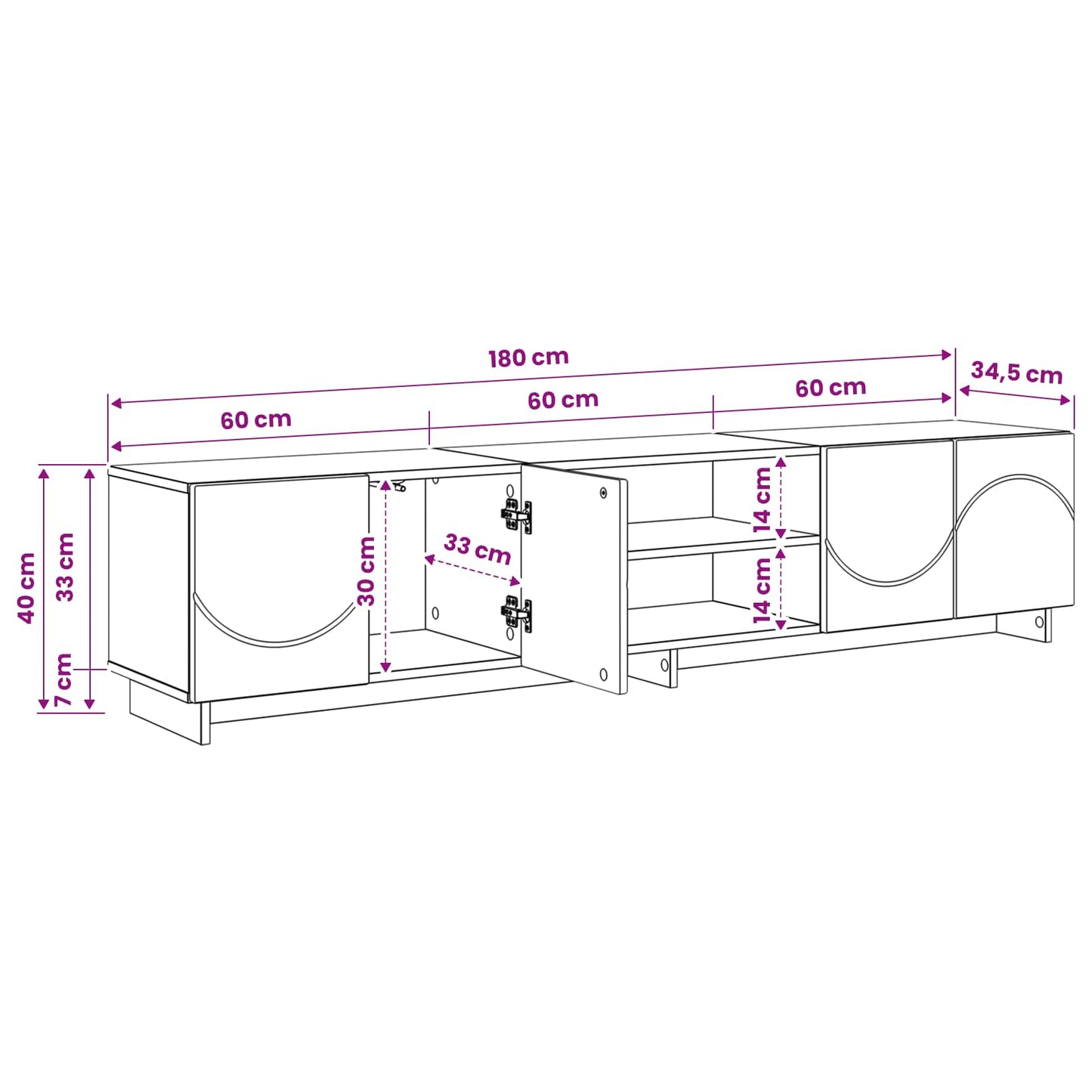 vidaXL Βάση TV 180 x 34,5 x 40 εκ. Γκρι Sonoma Επεξεργασμένο Ξύλο