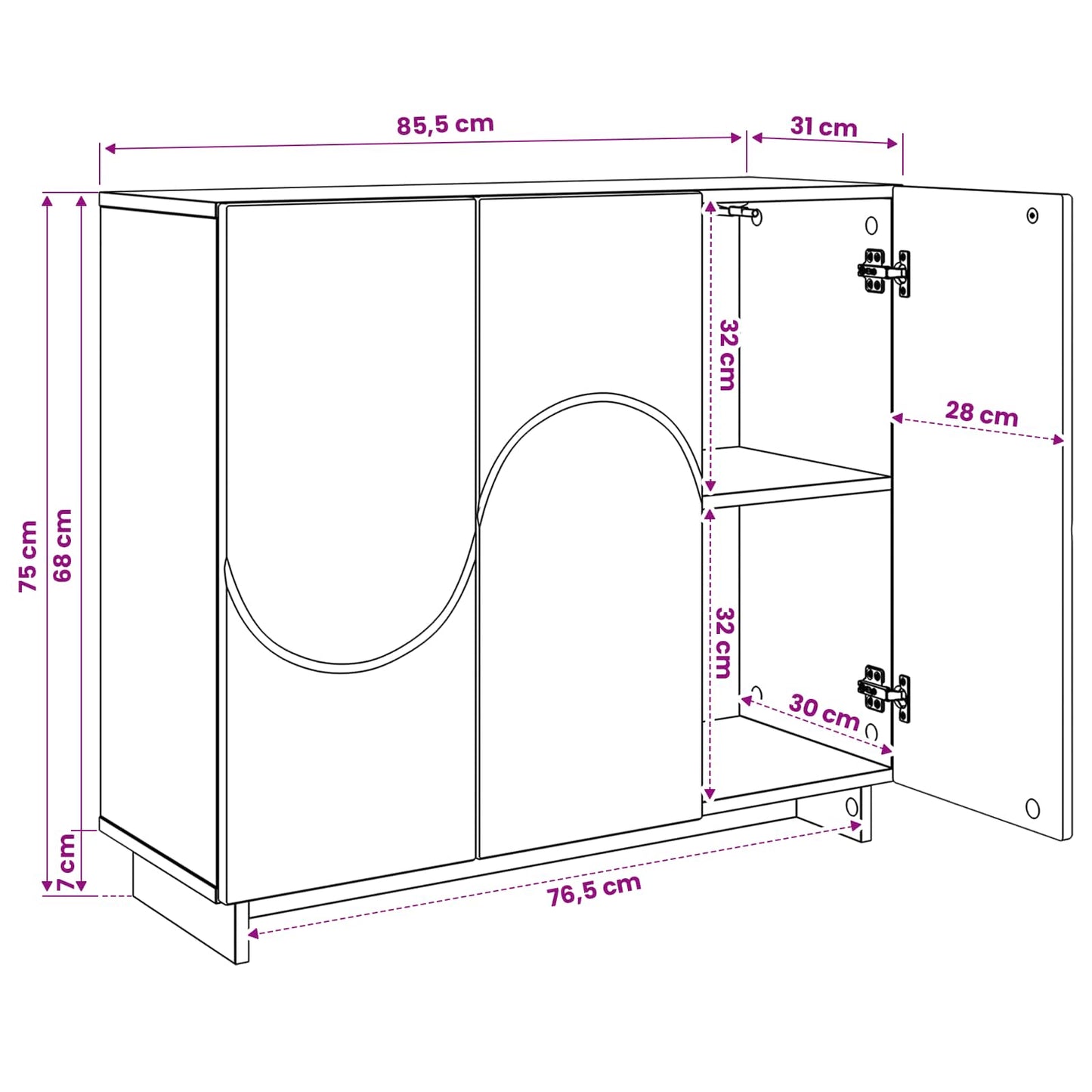 vidaXL Μπουφές Καπνισμένο Ξύλο Δρυός 85.5 x 31 x 75 εκ. Τεχνητό ξύλο