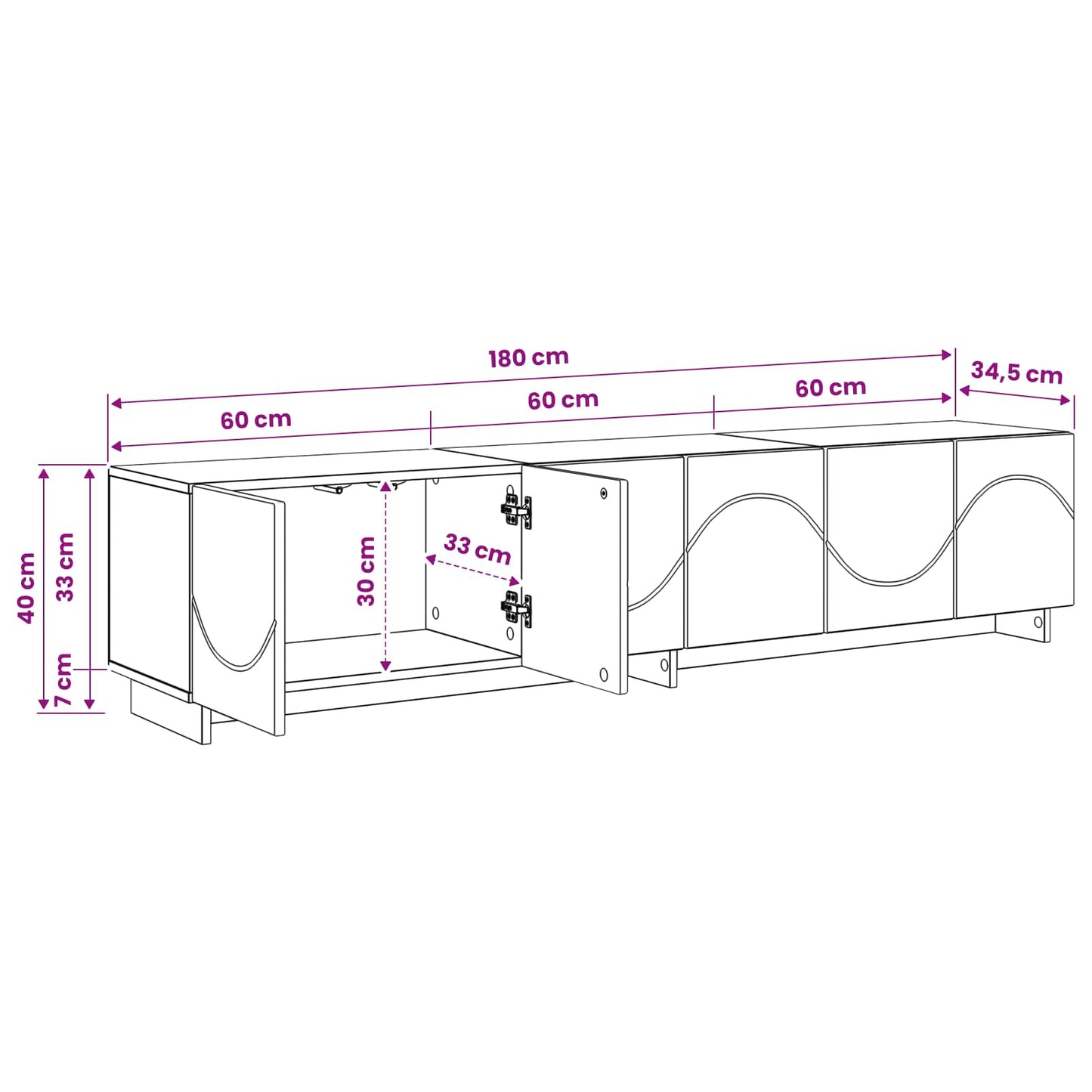 vidaXL Βάση TV 180 x 34,5 x 40 cm Καπνισμένο Ξύλο Δρυός