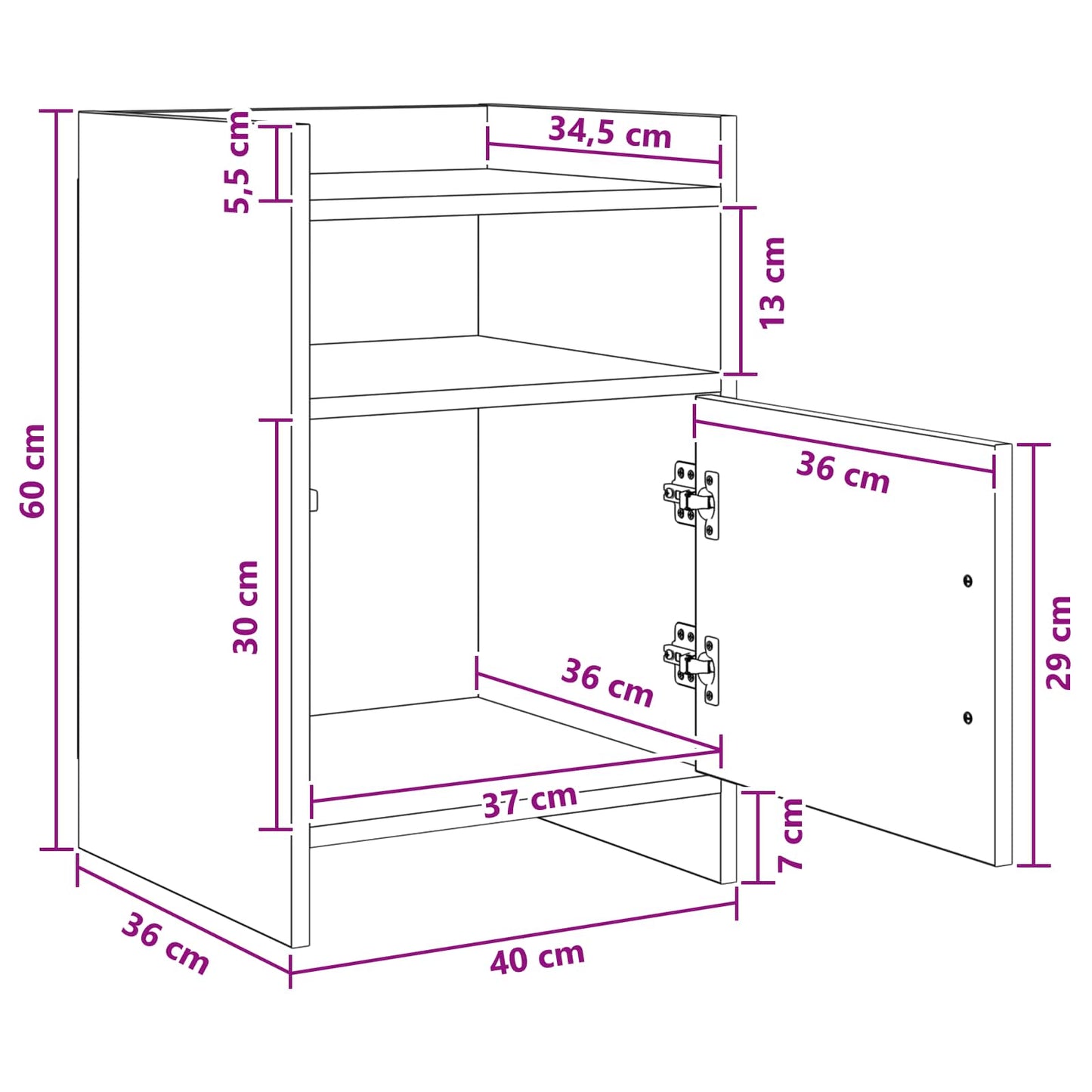 vidaXL Κομοδίνα 2 τμχ. Artisan Δρυς 40 x 36 x 60 εκ Επεξεργασμένο Ξύλο