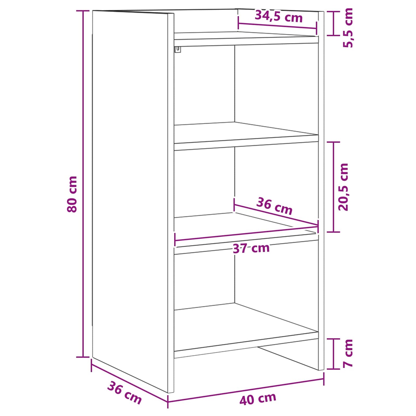 vidaXL Πλαϊνό γραφείο Γκρι Σκυροδέματος 40 x 36 x 80 εκ