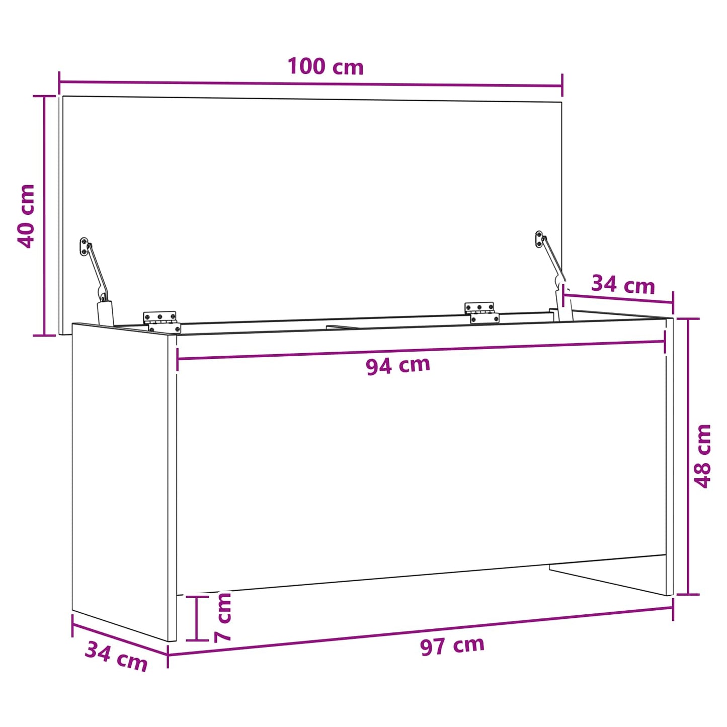 vidaXL Θήκη Αποθήκευσης Λευκό 100 x 40 x 50 cm Επεξεργασμένο Ξύλο