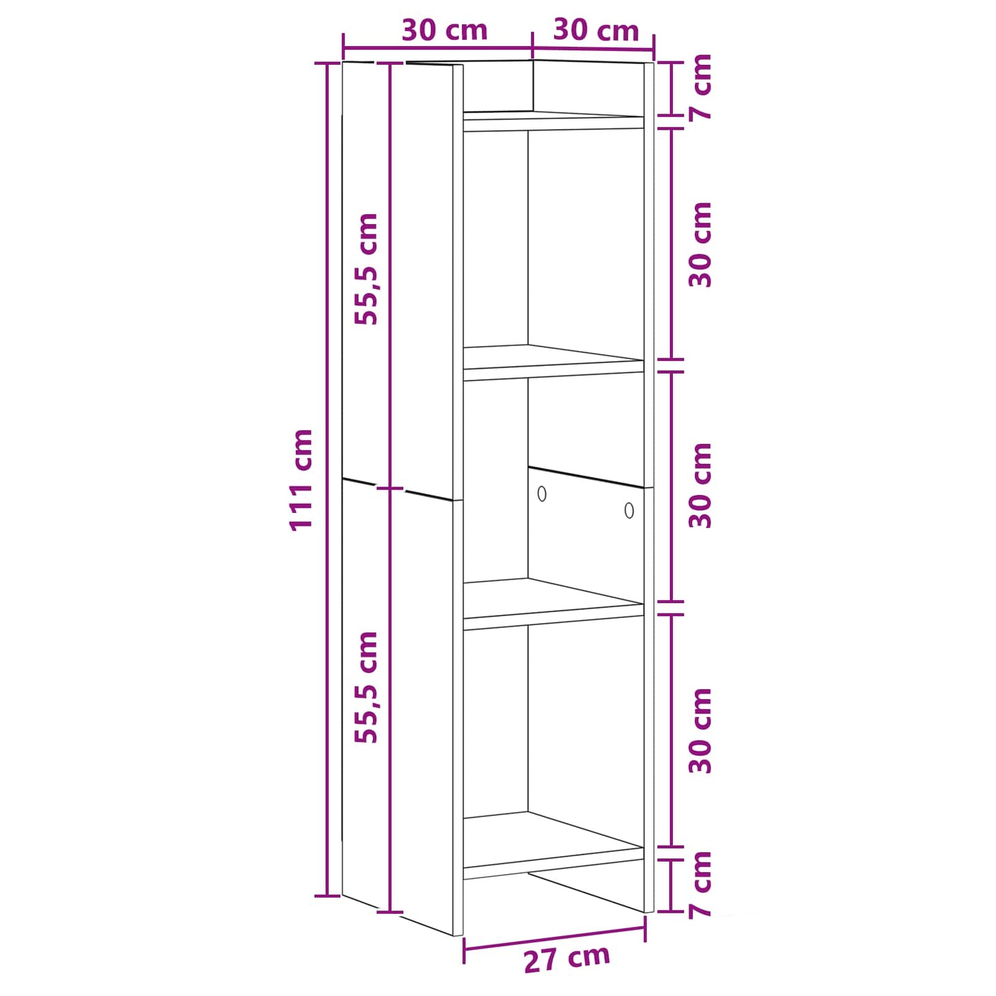 vidaXL Βιβλιοθήκη Sonoma Δρυς 30 x 30 x 111 εκ Επεξεργασμένο Ξύλο
