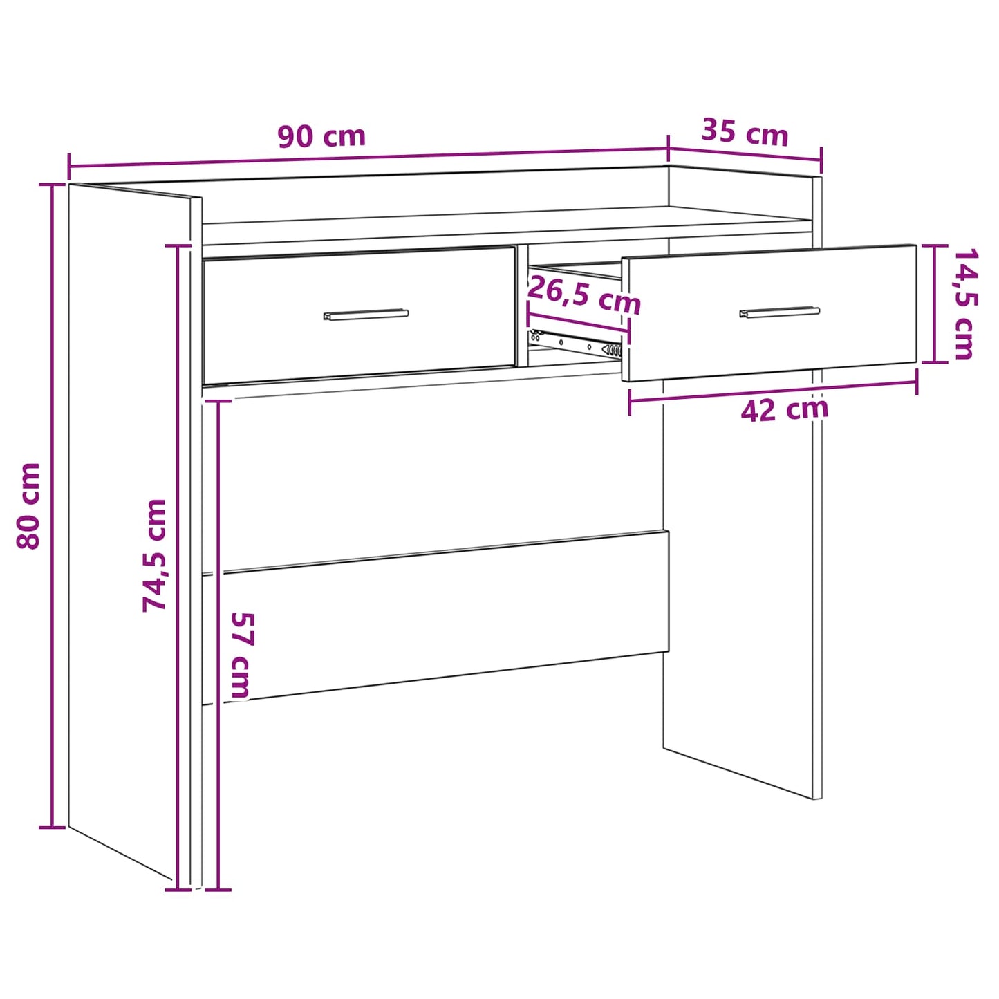 vidaXL Τραπέζι κονσόλας Artisan Δρυς 90 x 35 x 80 εκ