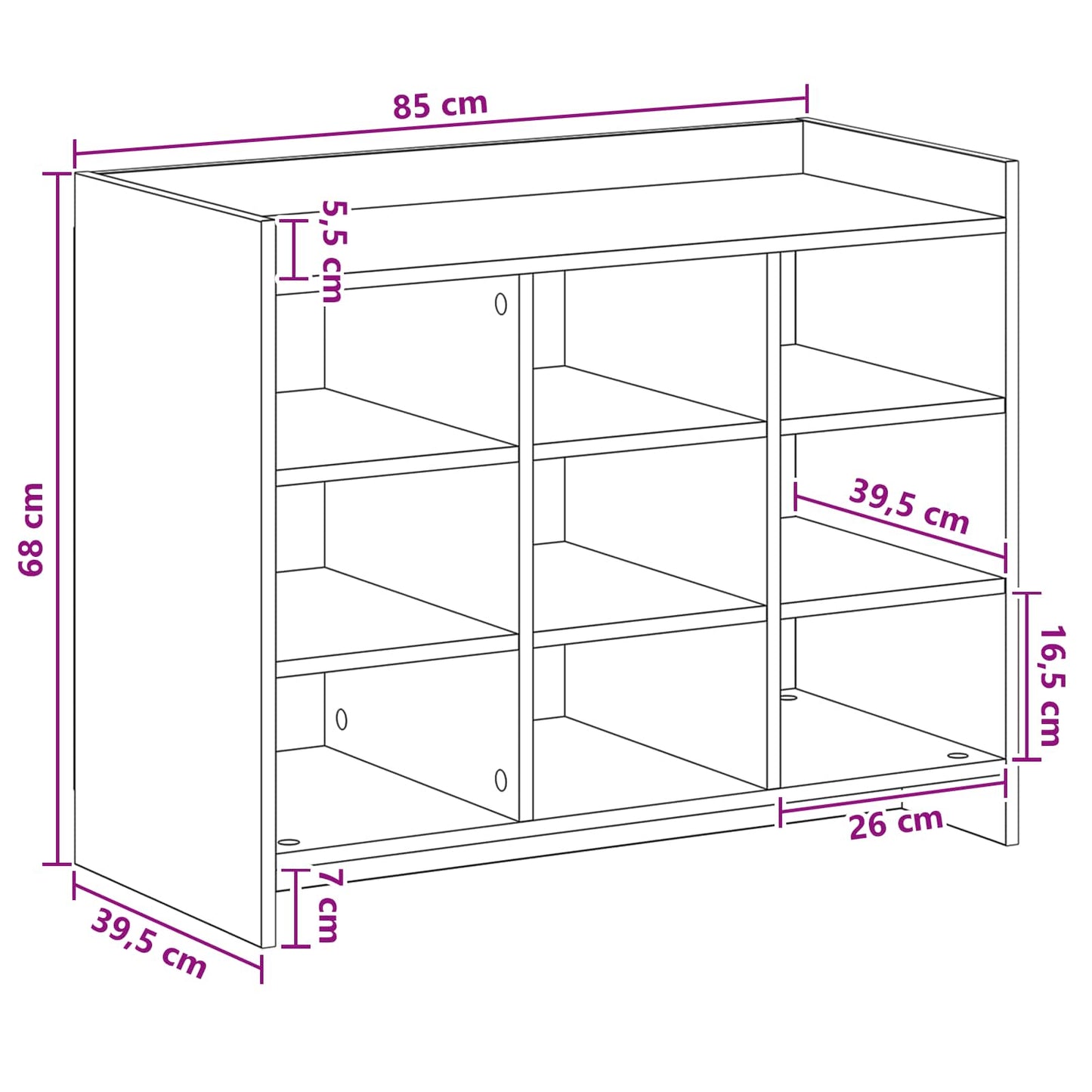vidaXL Ντουλάπα Παπουτσιών Λευκό 85 x 39,5 x 70 εκ. Επεξεργασμένο Ξύλο