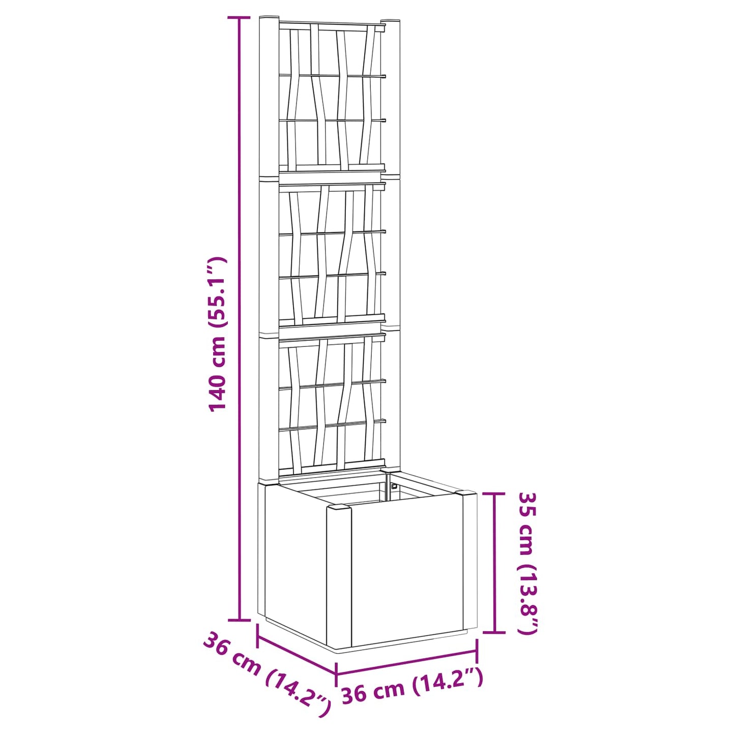 vidaXL Κηποτινάκι με Τρέλα Πράσινο 36 x 36 x 140 εκ. PP