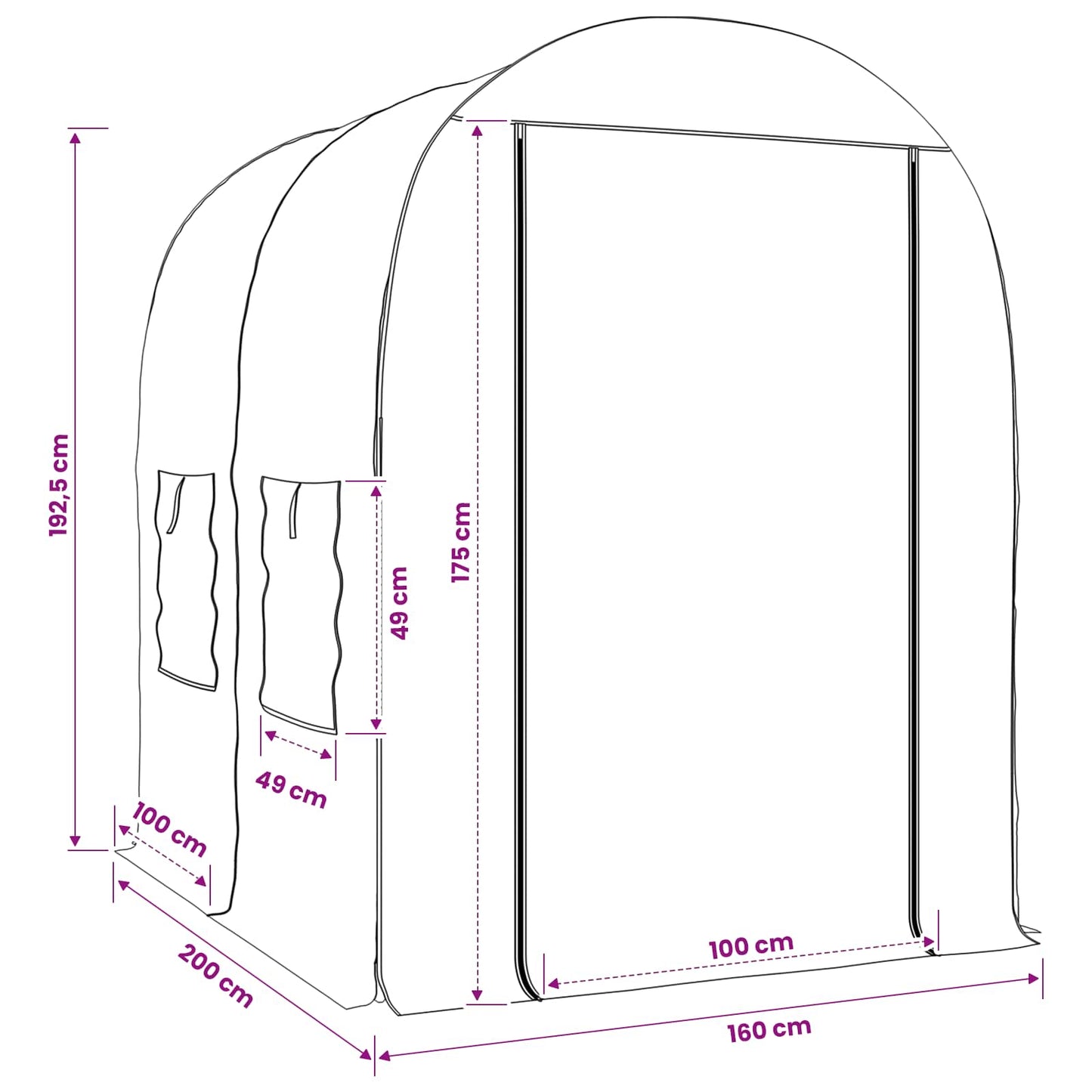 vidaXL Θερμοκήπιο με σκελετό 160 x 200 x 192,5 εκ. PVC Διαφανές