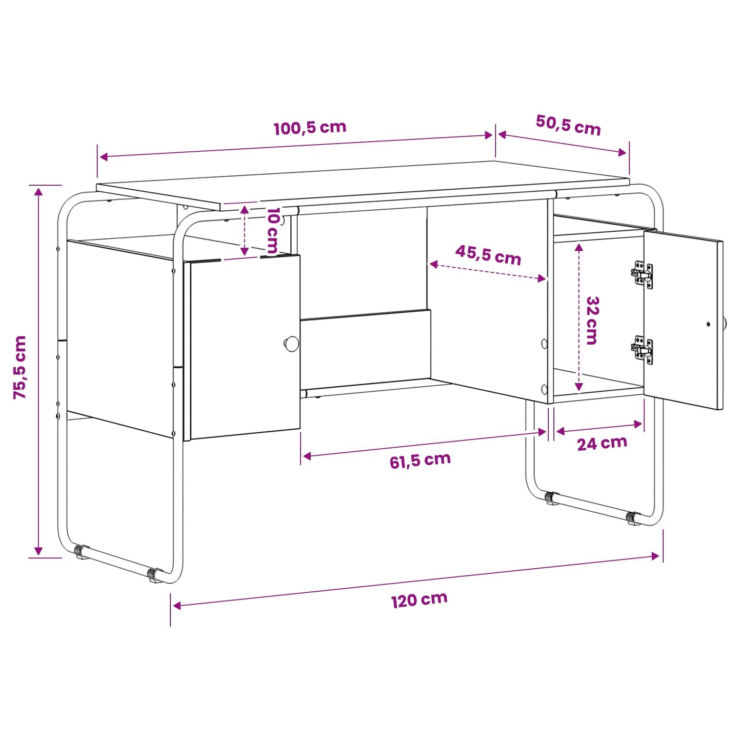 vidaXL Γραφείο με αποθηκευτικό χώρο Sonoma Δρυς 120 x 50,5 x 75,5 εκ.