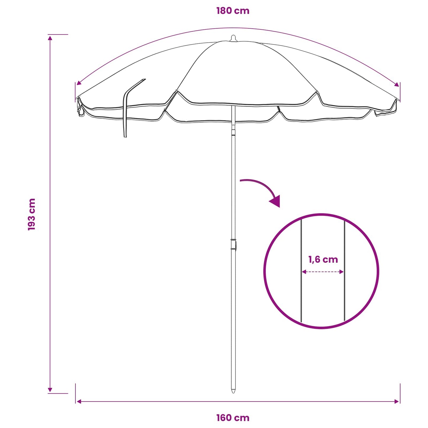 vidaXL Ομπρέλα Κήπου 160 cm 170T πολυεστέρας Πορτοκαλί