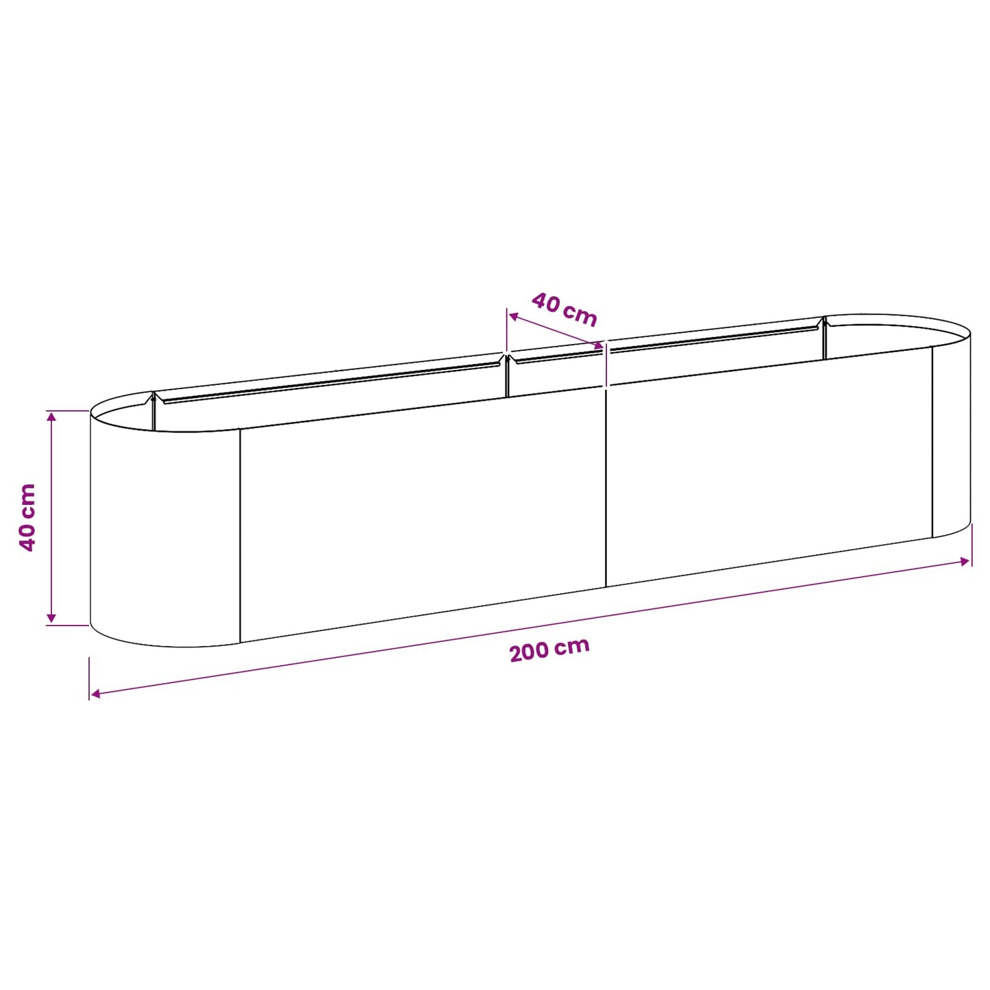 vidaXL Υψωμένο Κρεβάτι Κήπου Ανθρακί 200 x 40 x 40 εκ.