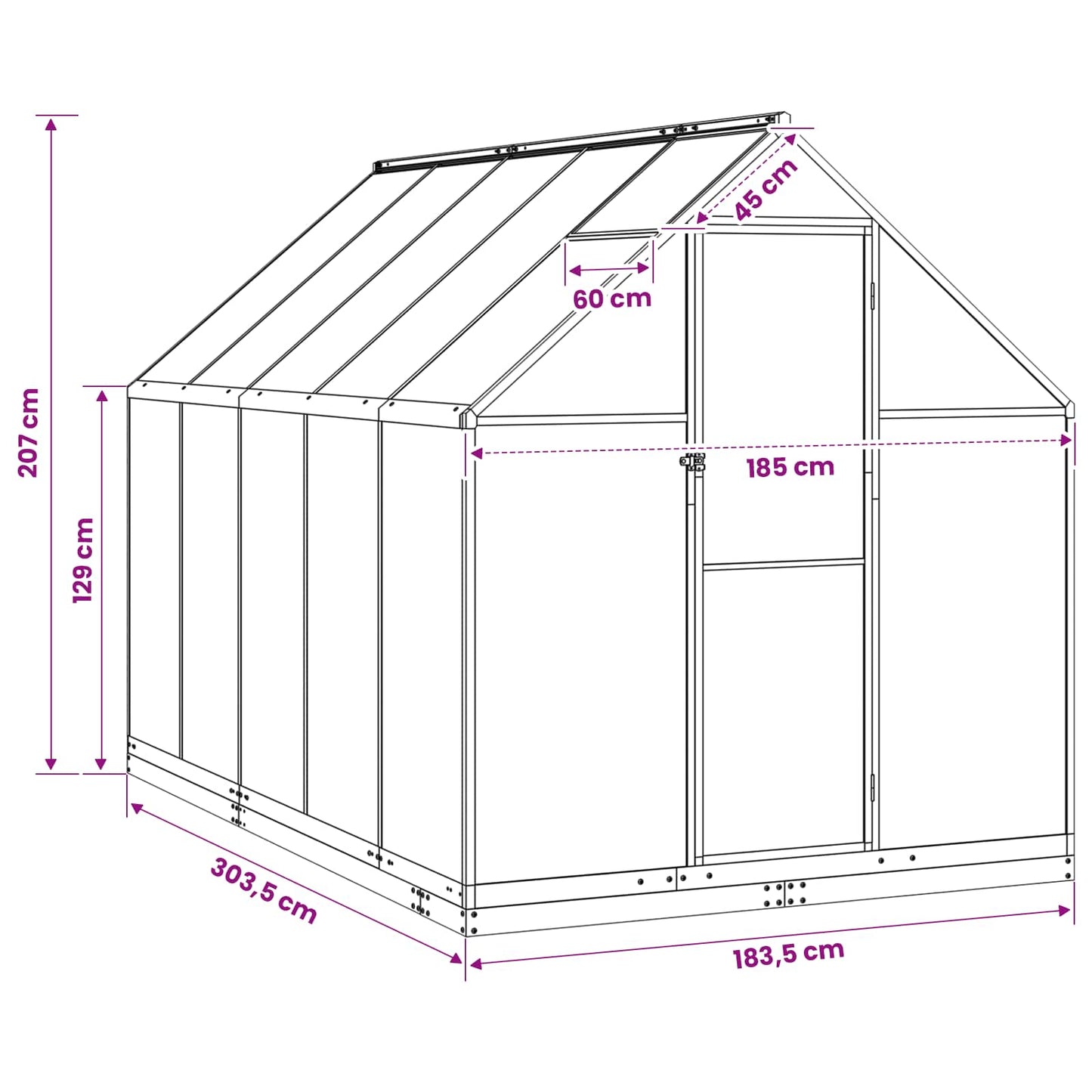 vidaXL Θερμοκήπιο Κήπου 183,5 x 303,5 x 207 εκ
