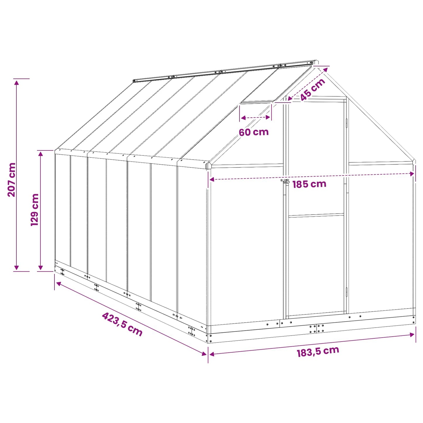 vidaXL Θερμοκήπιο Κήπου 183,5 x 423,5 x 207 εκ