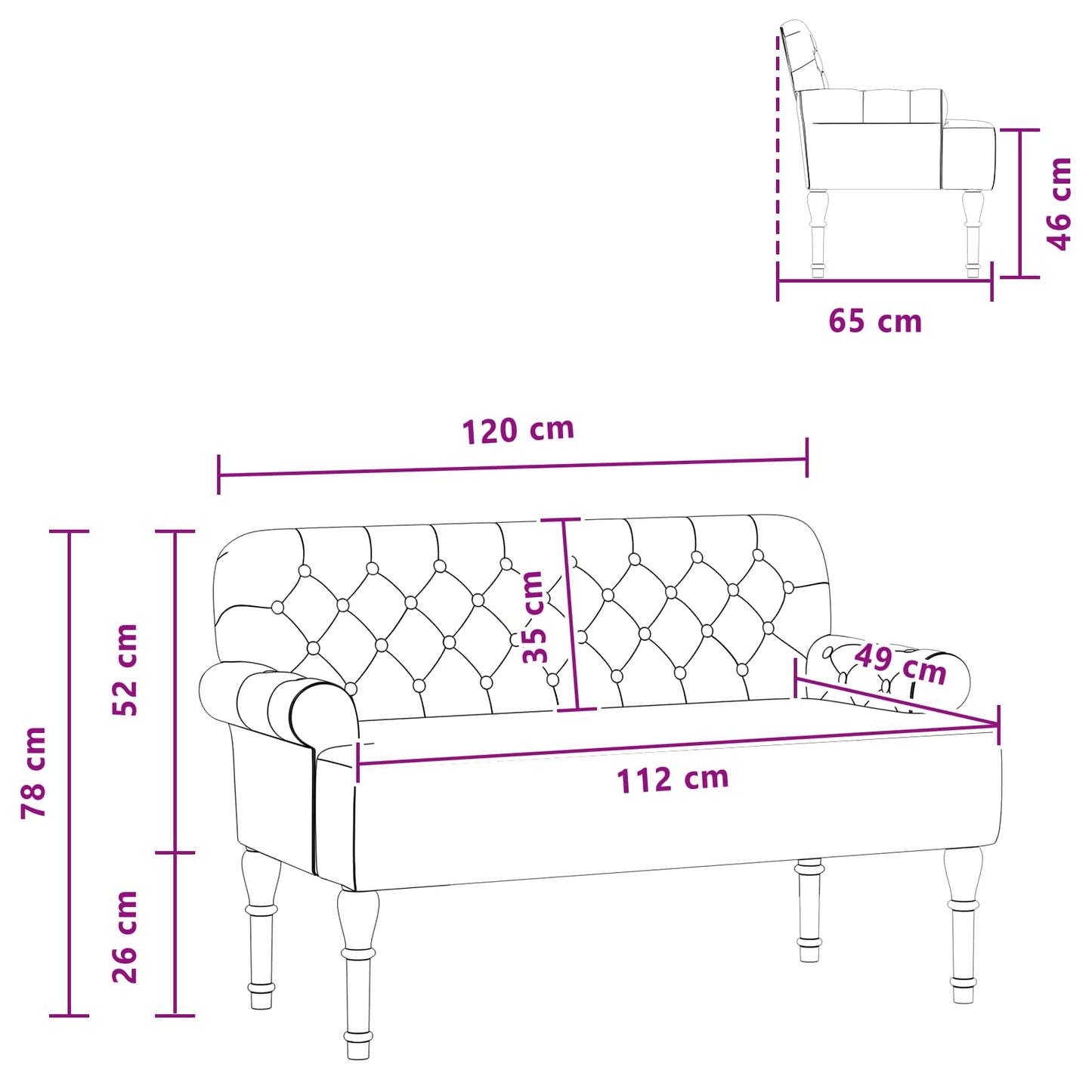 vidaXL Love seat με κουμπιά Στρατιωτικό Πράσινο 120 x 65 x 78 εκ
