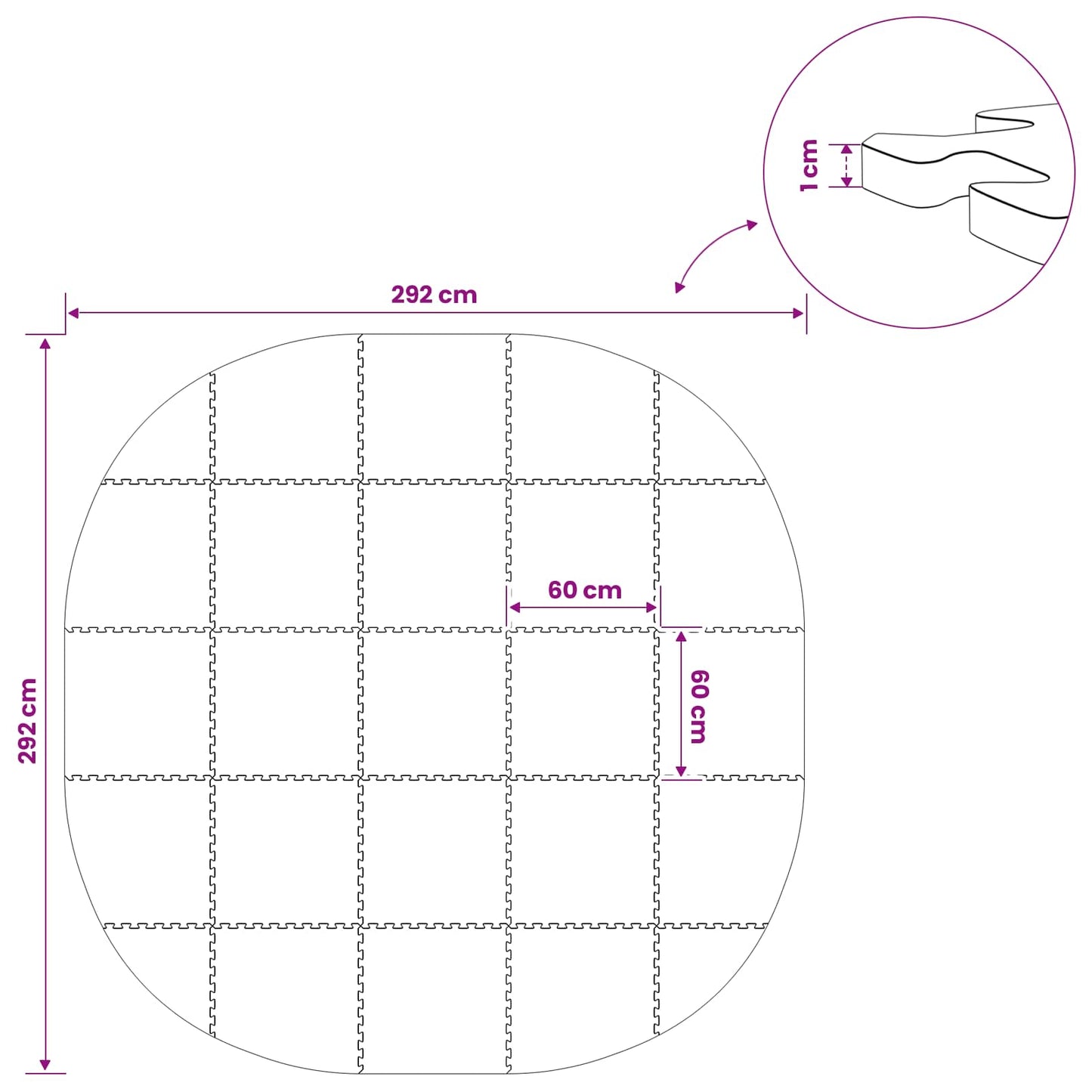 vidaXL Χαλάκι για Πισίνα 25 τμχ. Ø 292 cm Γύρος Φελιζόλ EVA Μπλε