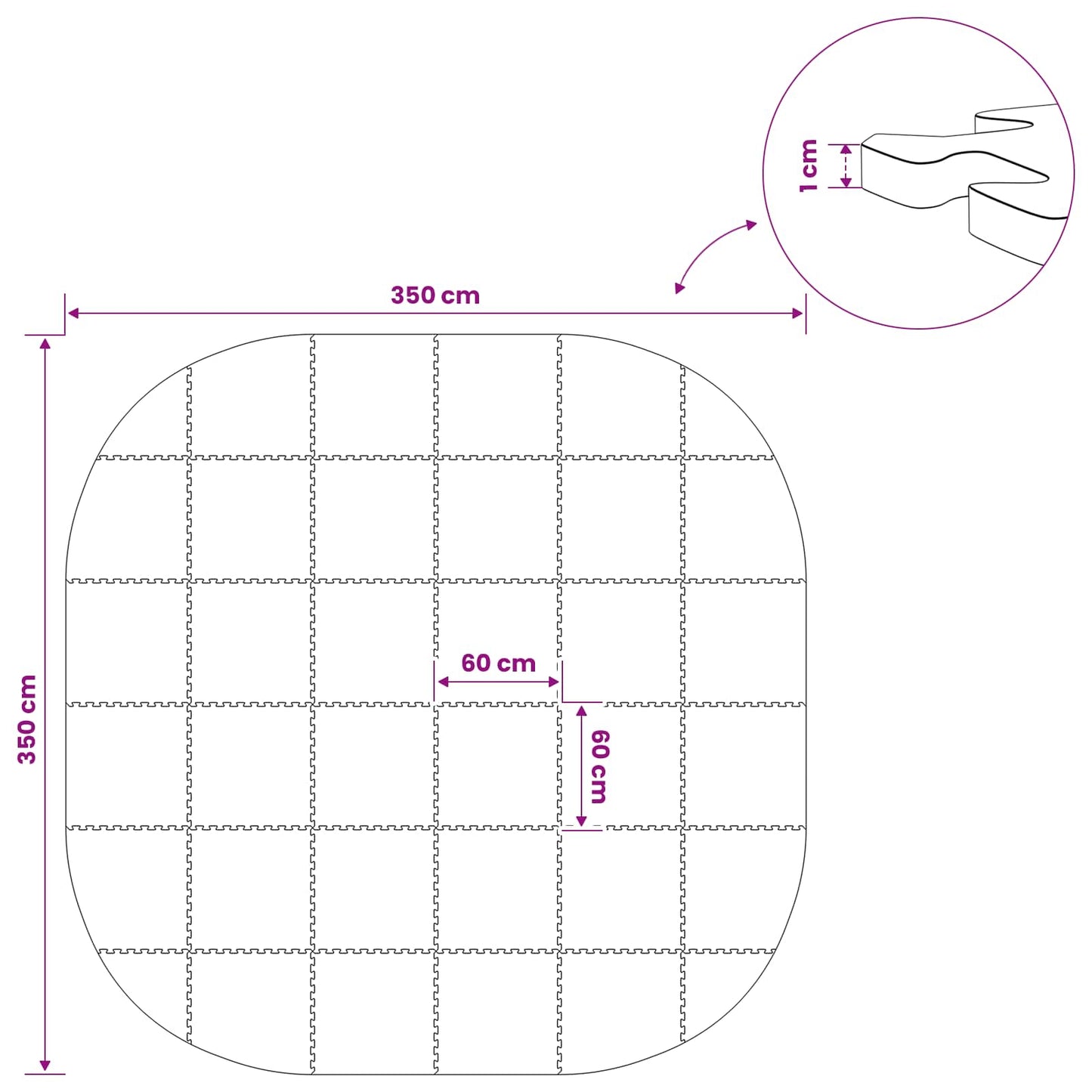 vidaXL Χαλάκι για Πισίνα 36 τμχ. Ø 350 cm Γύρος Φελιζόλ EVA Μπλε
