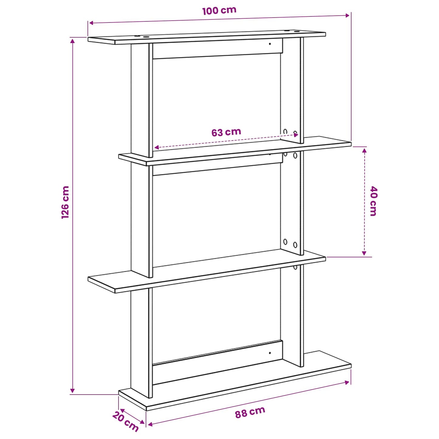 vidaXL Ράφι Τοίχου Sonoma Δρυς 100 x 20 x 126 εκ. Επεξεργασμένο Ξύλο