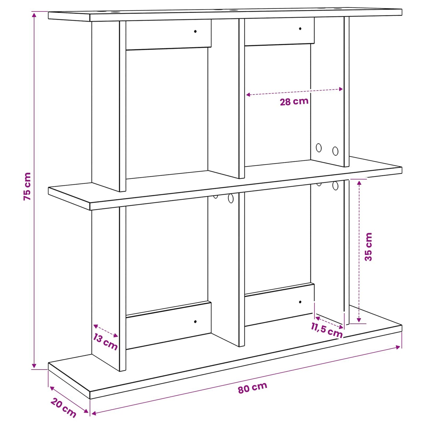 vidaXL Ράφι Τοίχου Επιτοίχιο Sonoma Δρυς 80 x 20 x 75 εκ