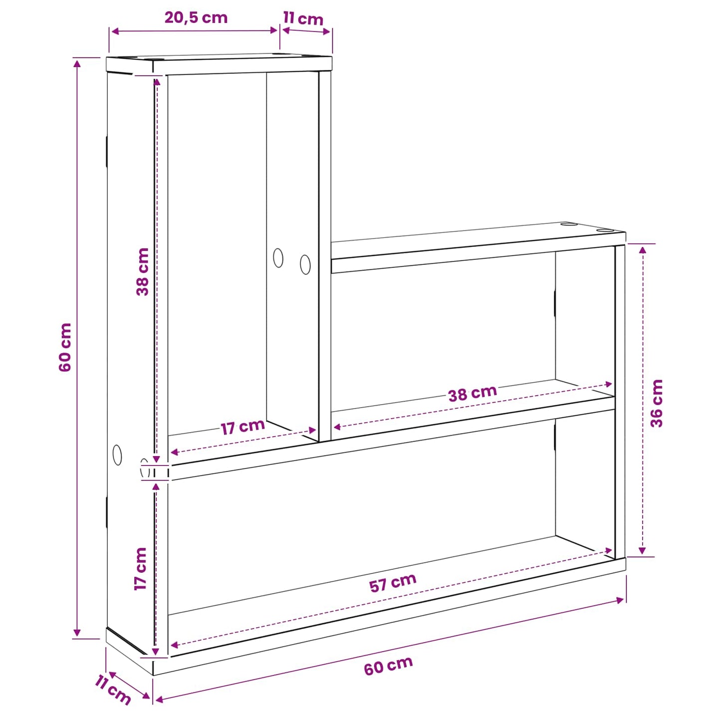 vidaXL Ράφι Τοίχου Γκρι Σκυροδέματος 60 x 11 x 60 εκ.