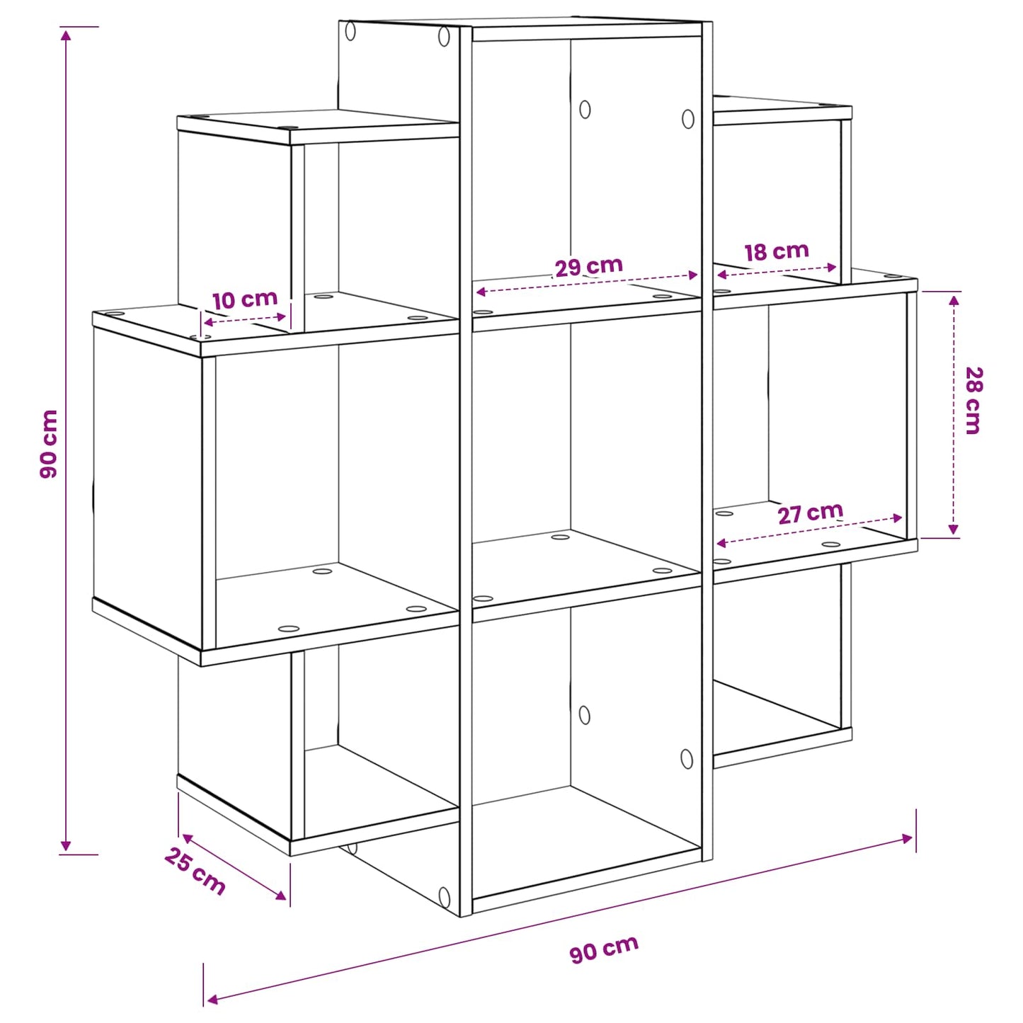 vidaXL Ράφι Τοίχου Παλαιωμένο ξύλο 90 x 25 x 90 εκ. Επεξεργασμένο Ξύλο
