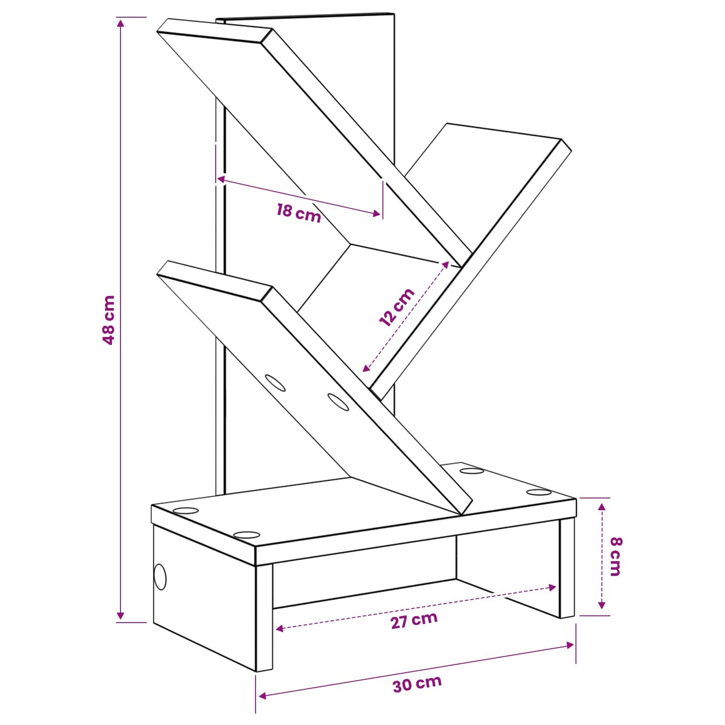 vidaXL Ράφι Δέντρων 3-Επιπέδων 30 x 18 x 48 εκ Επεξεργασμένο Ξύλο