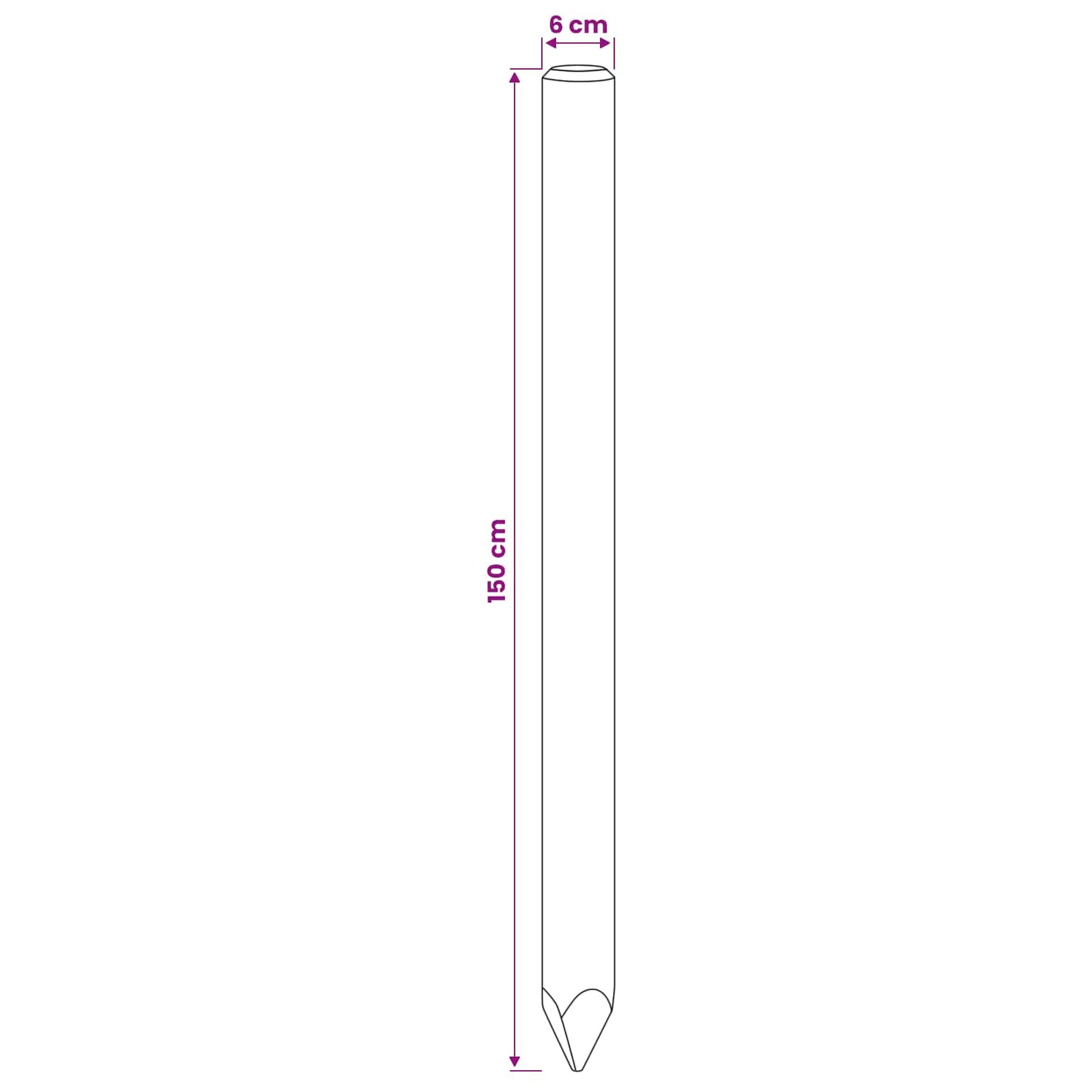 vidaXL Πό posts φράχτη 6 τεμ. Καφέ 150 cm Μασίφ Ξύλο Πεύκου
