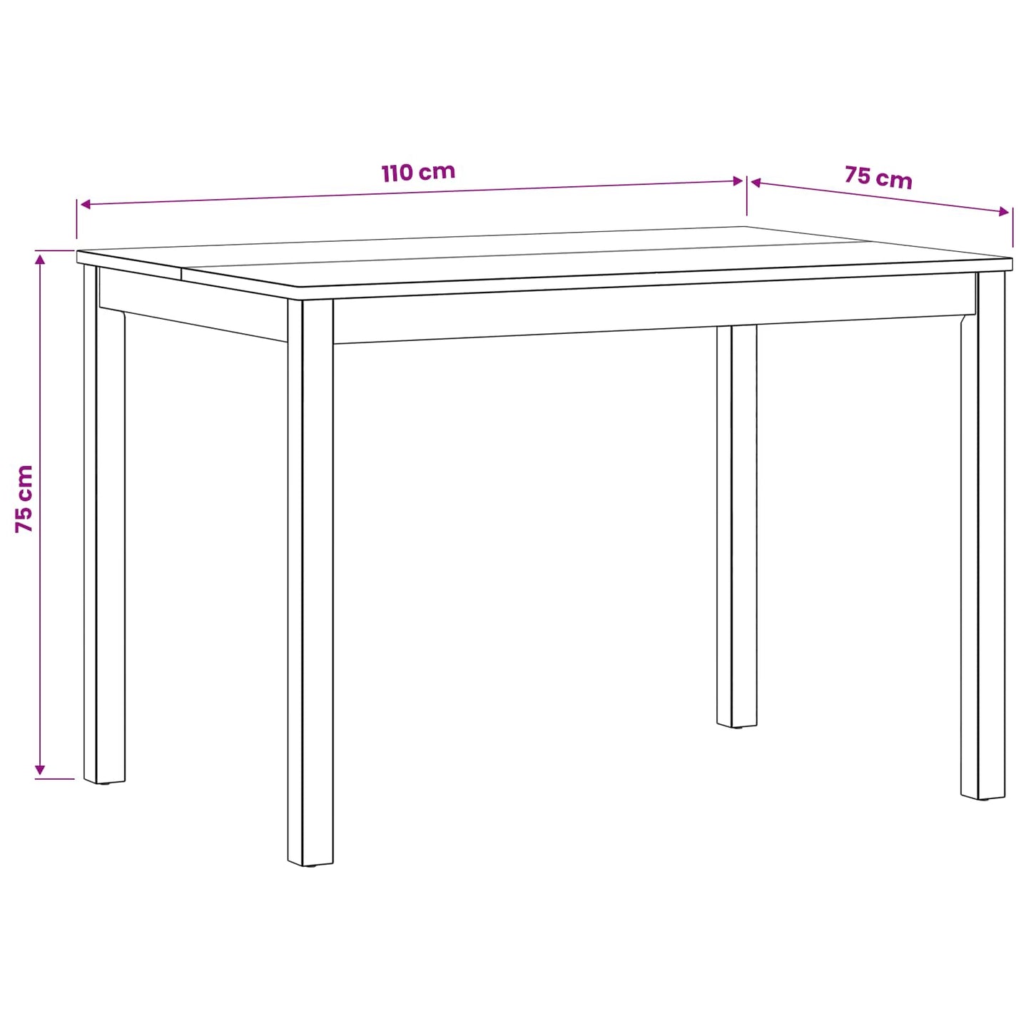 vidaXL Τραπεζαρία 110 x 75 x 75 εκ. Στερεό Ξύλο Δρυός Φυσικό
