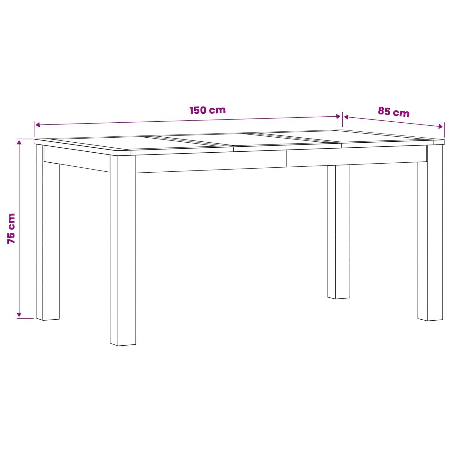 vidaXL Τραπεζαρία 150 x 85 x 75 εκ Στερεό Ξύλο Δρυός Φυσικό Ορθογώνιος