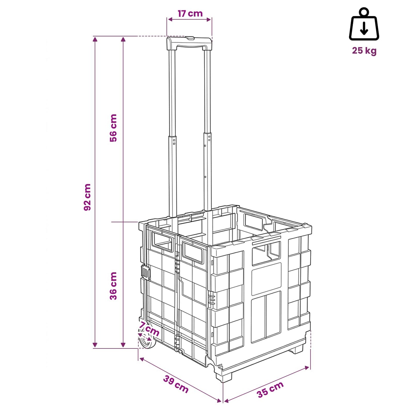 vidaXL Καρότσι Μαύρο και Κόκκινο 35 x 39 x 92 εκ. PP και Ελασμερ