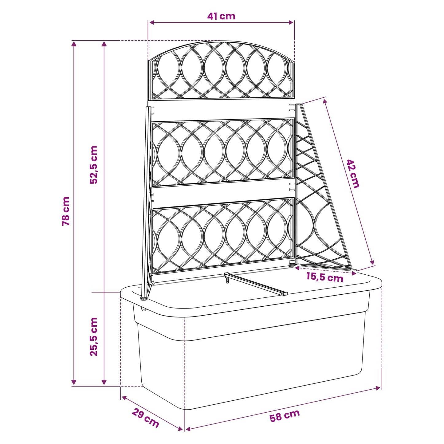 vidaXL Πλέγμα γλάστρας Ανθρακί 58 x 29 x 78 εκ. PP