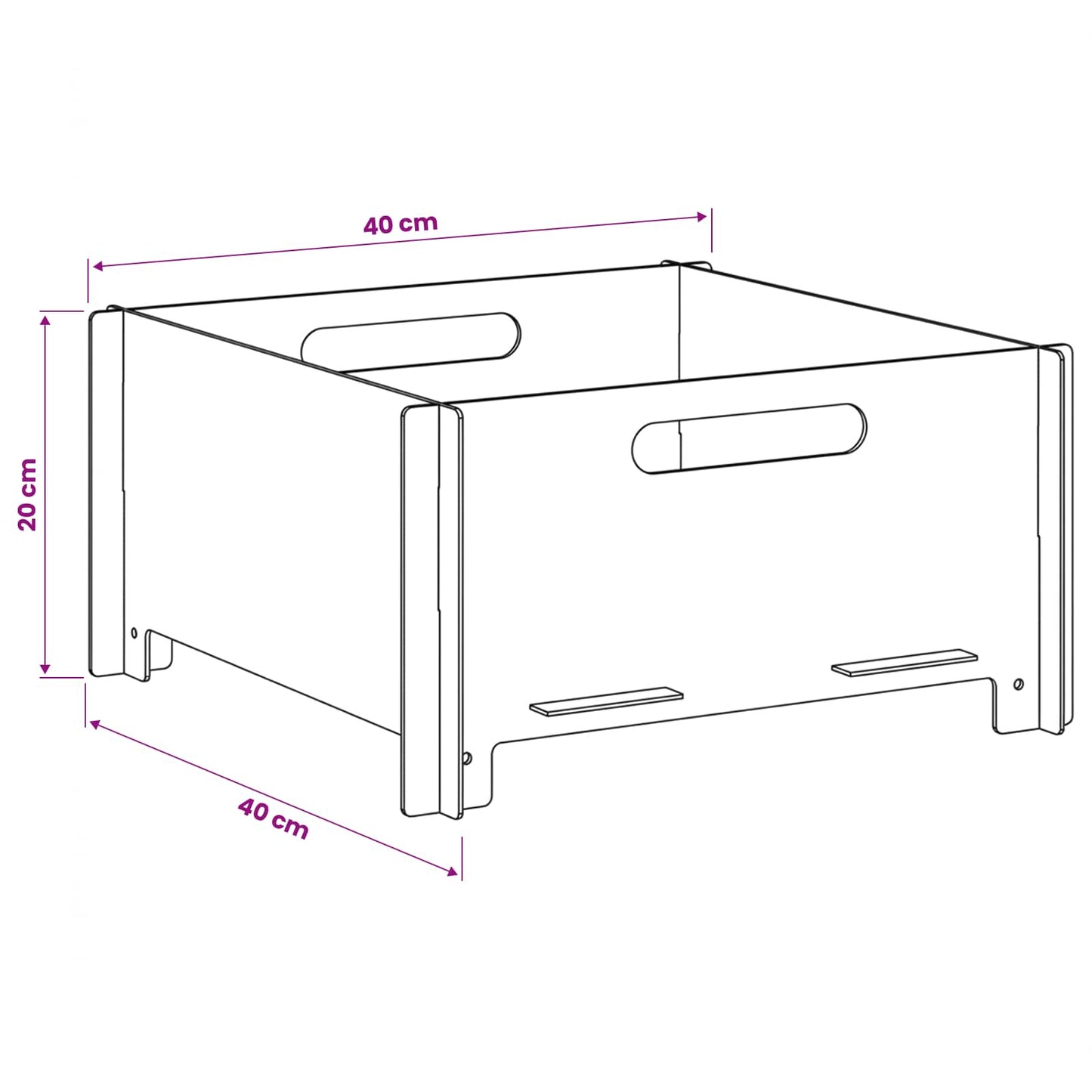 vidaXL Φωτιά Μαύρο 40 x 40 x 20 cm Ατσάλι