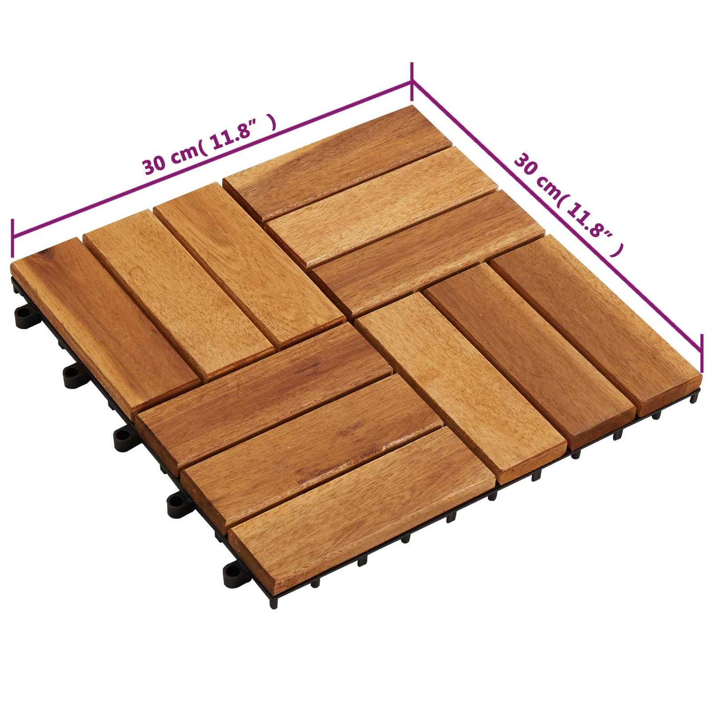 vidaXL Πλάκα Κατασκευής 20 pcs Καφέ 30 x 30 cm Ξύλο Ακακίας