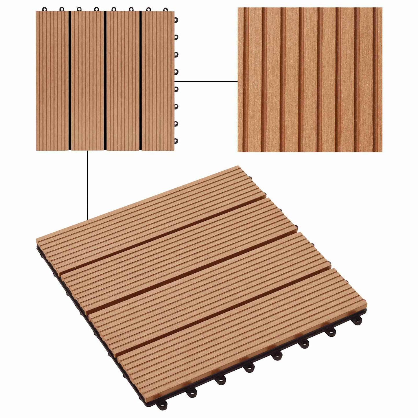 vidaXL Πλάκα Κατασκευής 22 pcs Ξύλο teak 30 x 30 cm WPC