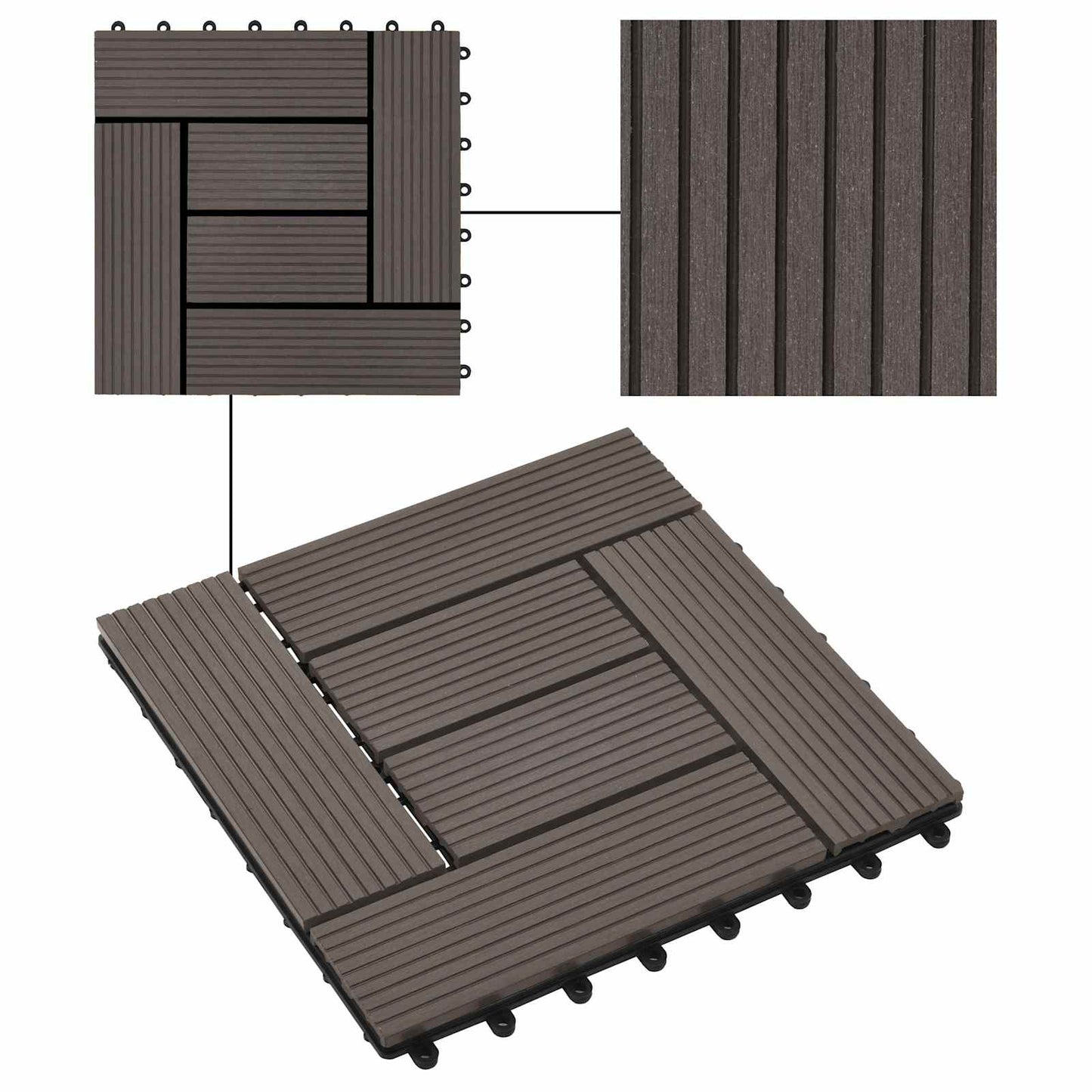 vidaXL Πλάκα Κατασκευής 22 pcs Σκούρο Καφέ 30 x 30 cm WPC