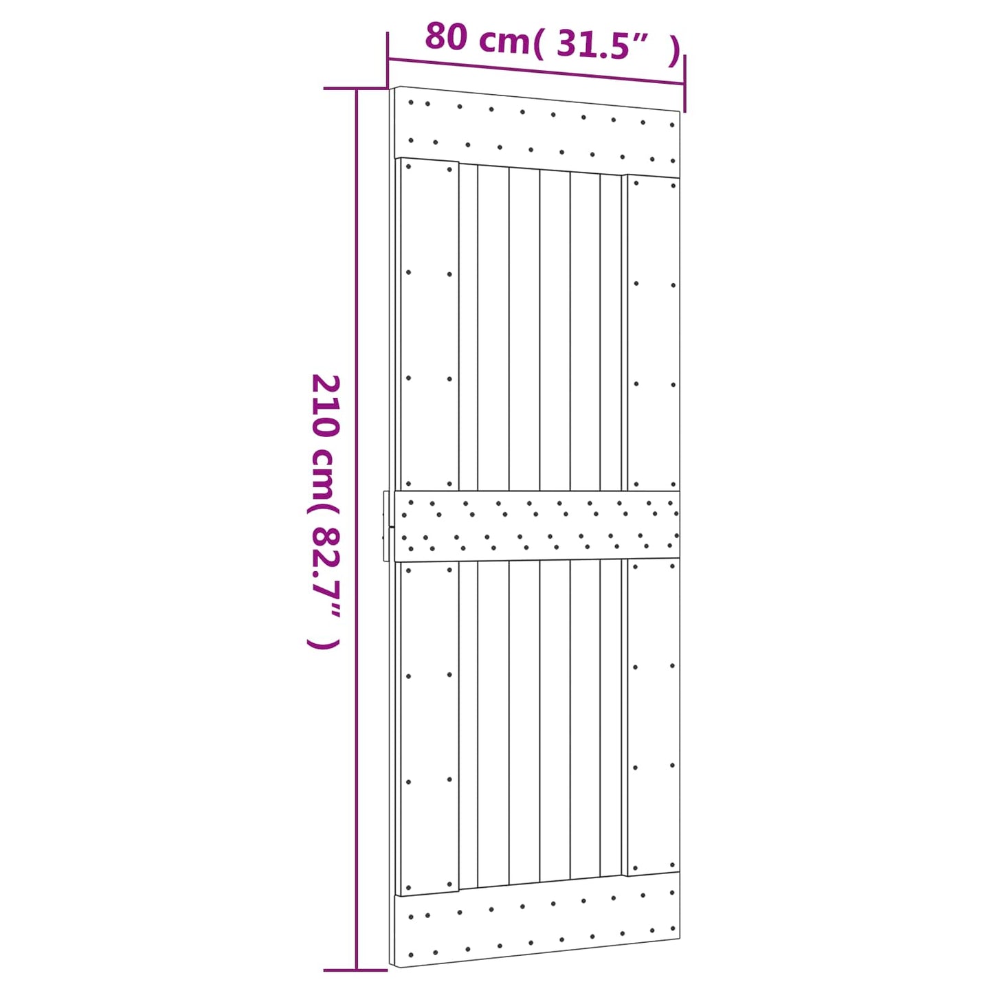 vidaXL Συρόμενη Πόρτα Φυσικό και Μαύρο 80 x 210 cm