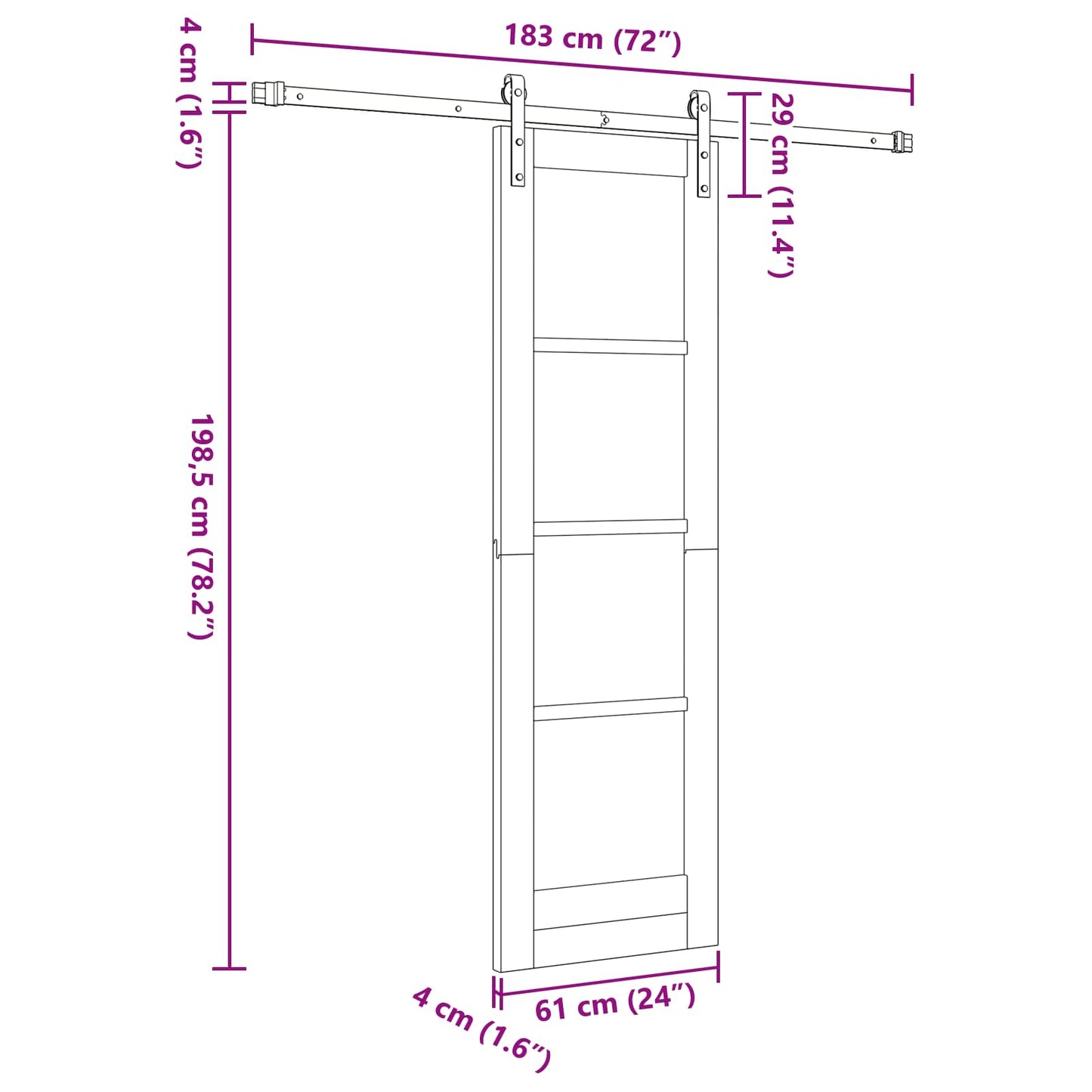 vidaXL Συρόμενη Πόρτα 61 x 198,5 εκ. Μασίφ Ξύλο Πεύκου