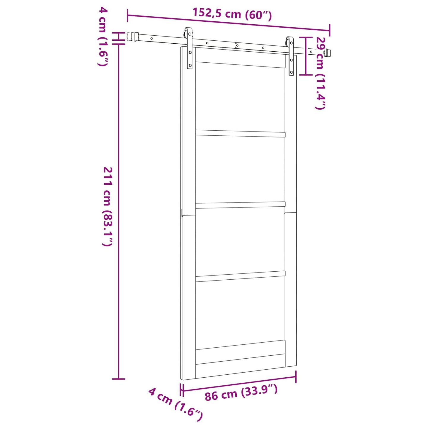vidaXL Συρόμενη Πόρτα Φυσικό 86 x 211 cm Μασίφ Ξύλο Πεύκου