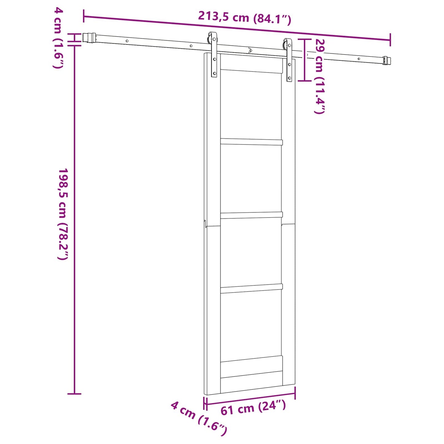 vidaXL Συρόμενη Πόρτα Φυσικό 61 x 198,5 εκ. Μασίφ Ξύλο Πεύκου