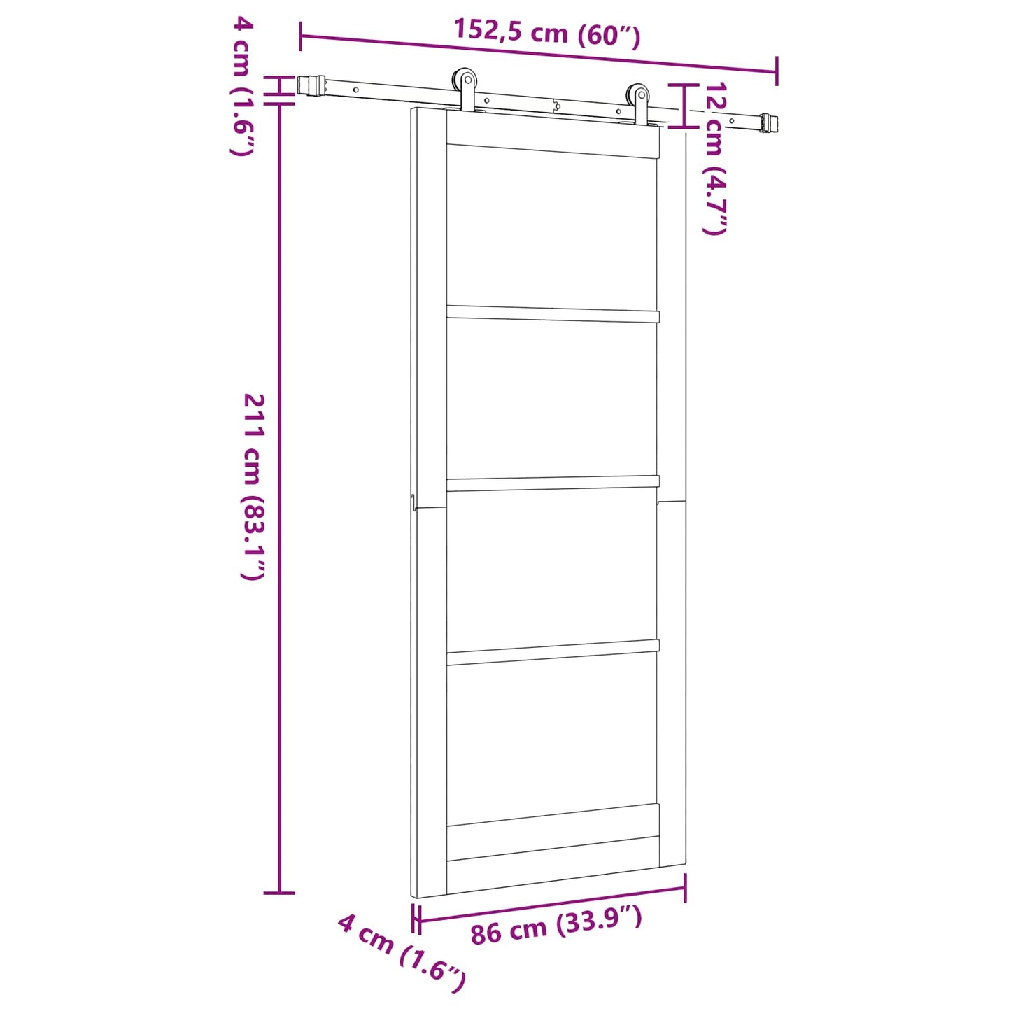 vidaXL Συρόμενη Πόρτα ORKDAL 86 x 211 cm Μασίφ Ξύλο Πεύκου Φυσικό
