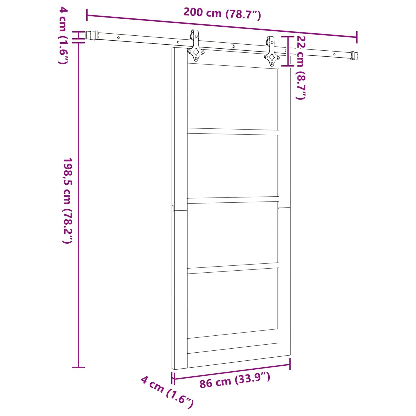 vidaXL Συρόμενη Πόρτα Φυσικό και Λευκό 86 x 198,5 cm Μασίφ Ξύλο Πεύκου