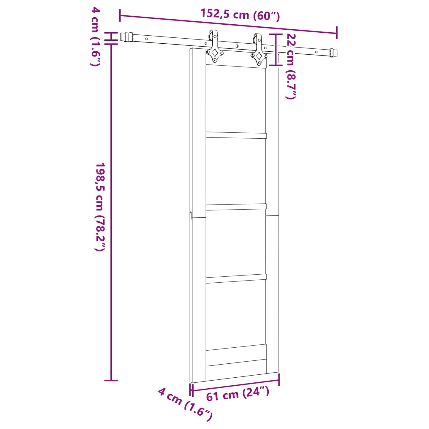 vidaXL Συρόμενη Πόρτα ORKDAL 61 x 198,5 εκ. Μασίφ Ξύλο Πεύκου Φυσικό