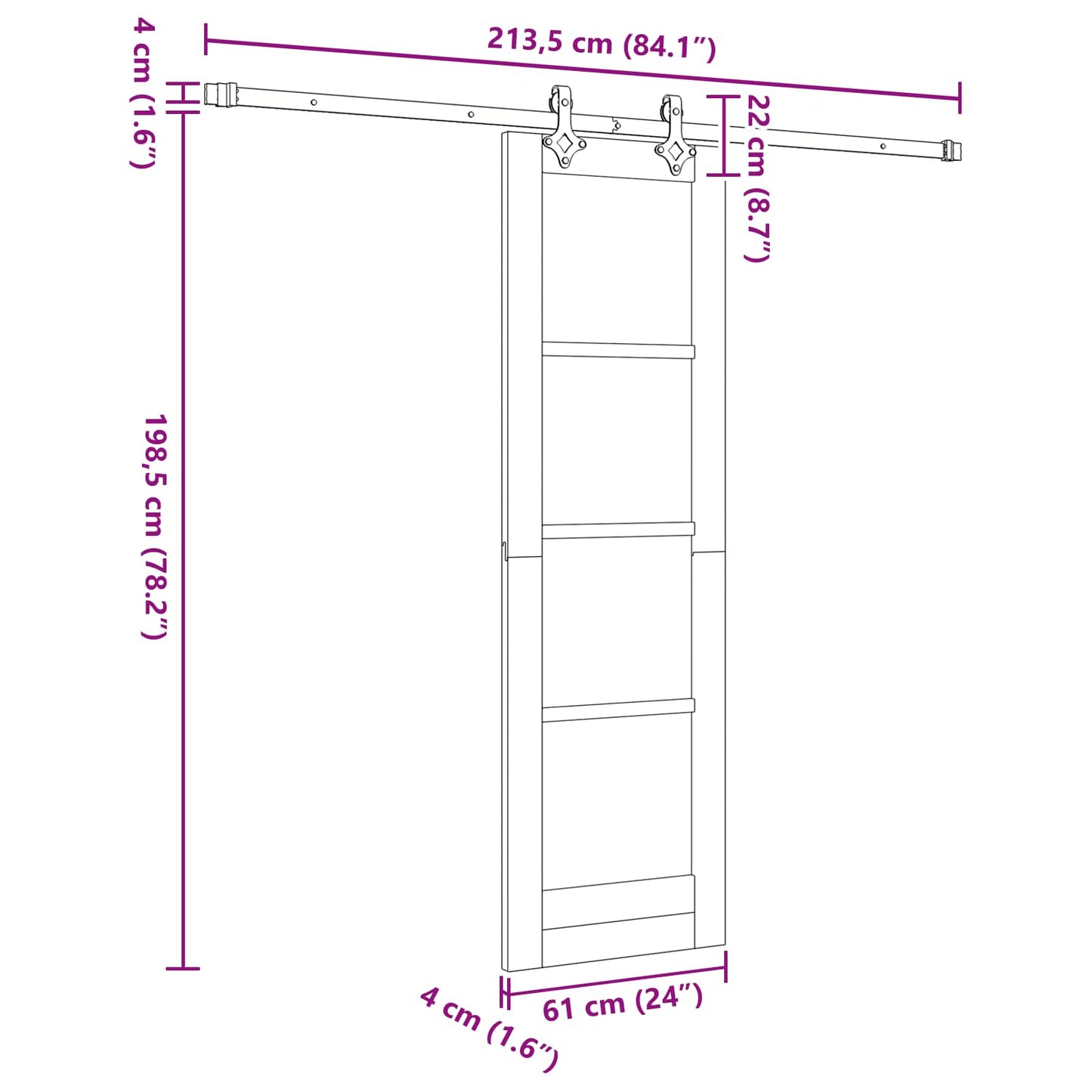 vidaXL Συρόμενη Πόρτα ORKDAL 61 x 198,5 εκ. Μασίφ Ξύλο Πεύκου Φυσικό