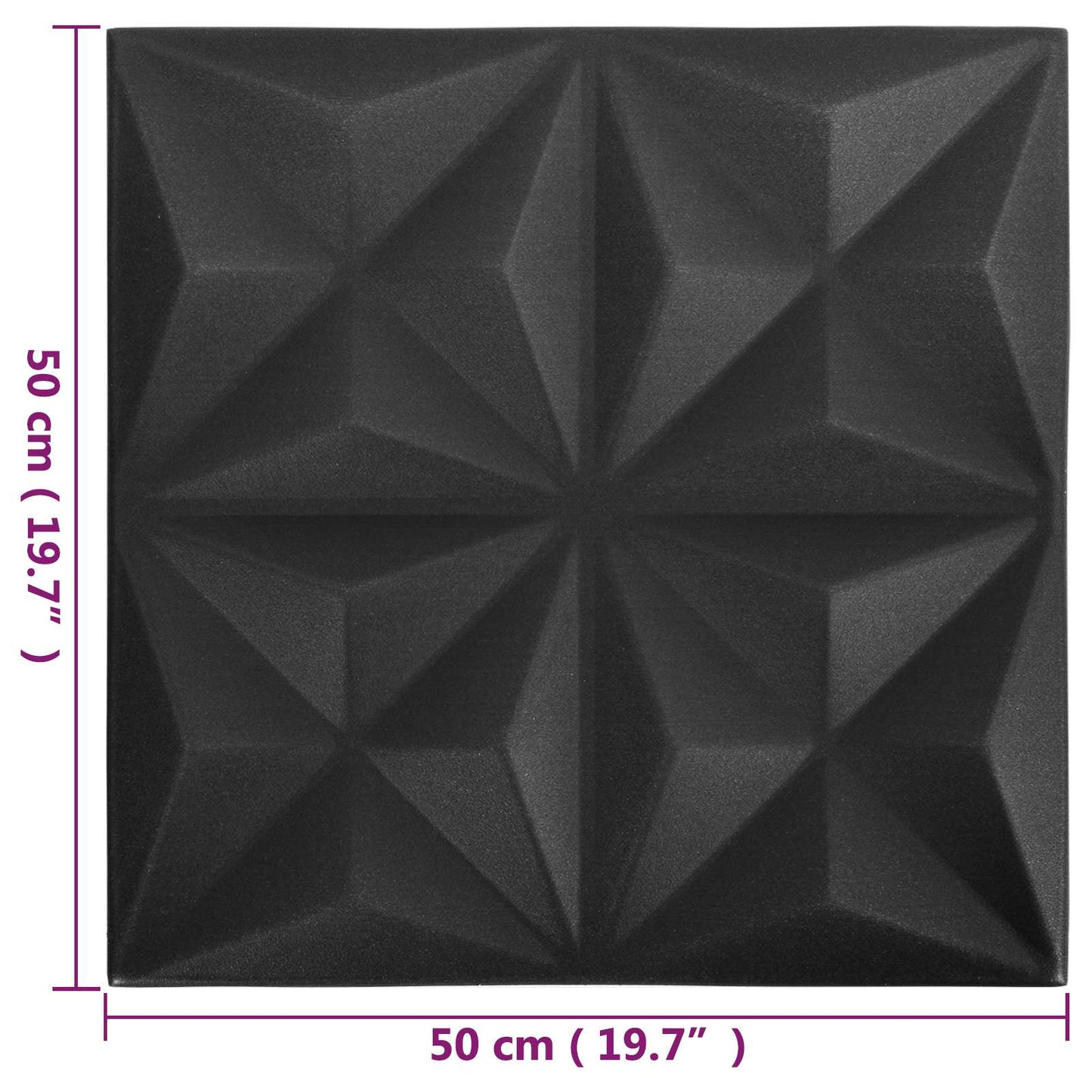 vidaXL Πάνελ τοίχου 48 pcs Οριγκάμι Μαύρο 50 x 50 cm Φελιζόλ XPS