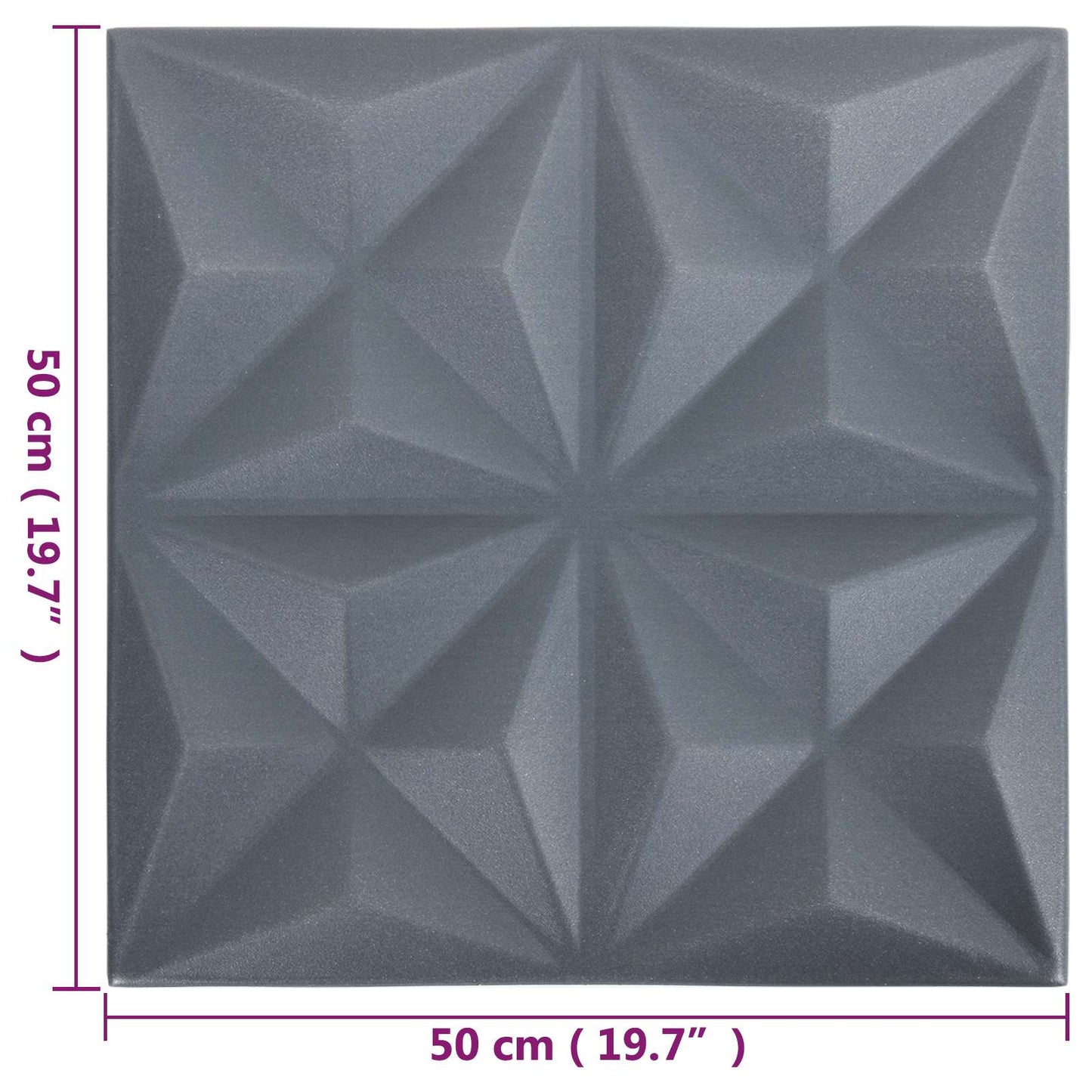 vidaXL Πάνελ τοίχου 24 pcs Οριγκάμι Γκρι 50 x 50 cm Φελιζόλ XPS